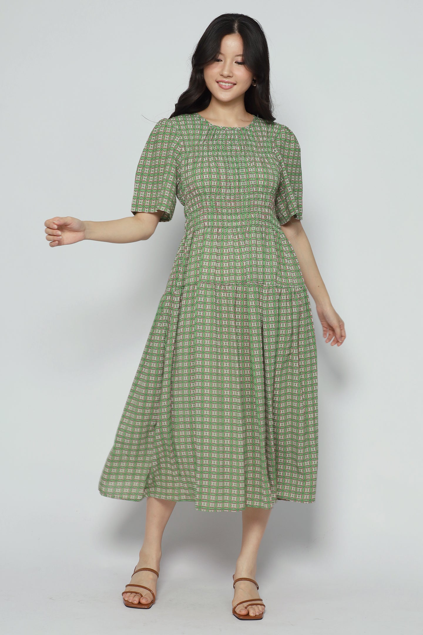 Astha Dress in Green Pattern