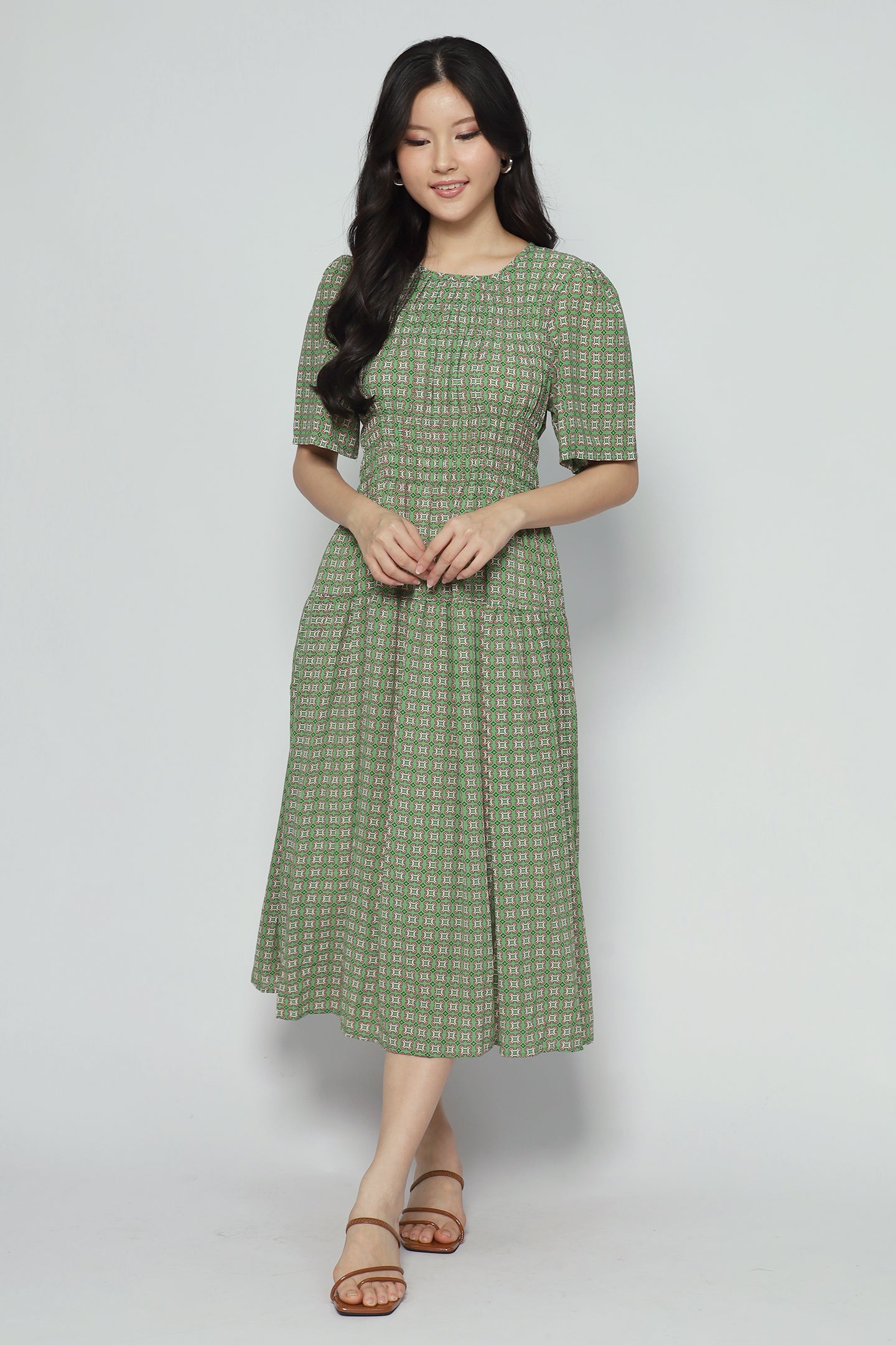 Astha Dress in Green Pattern