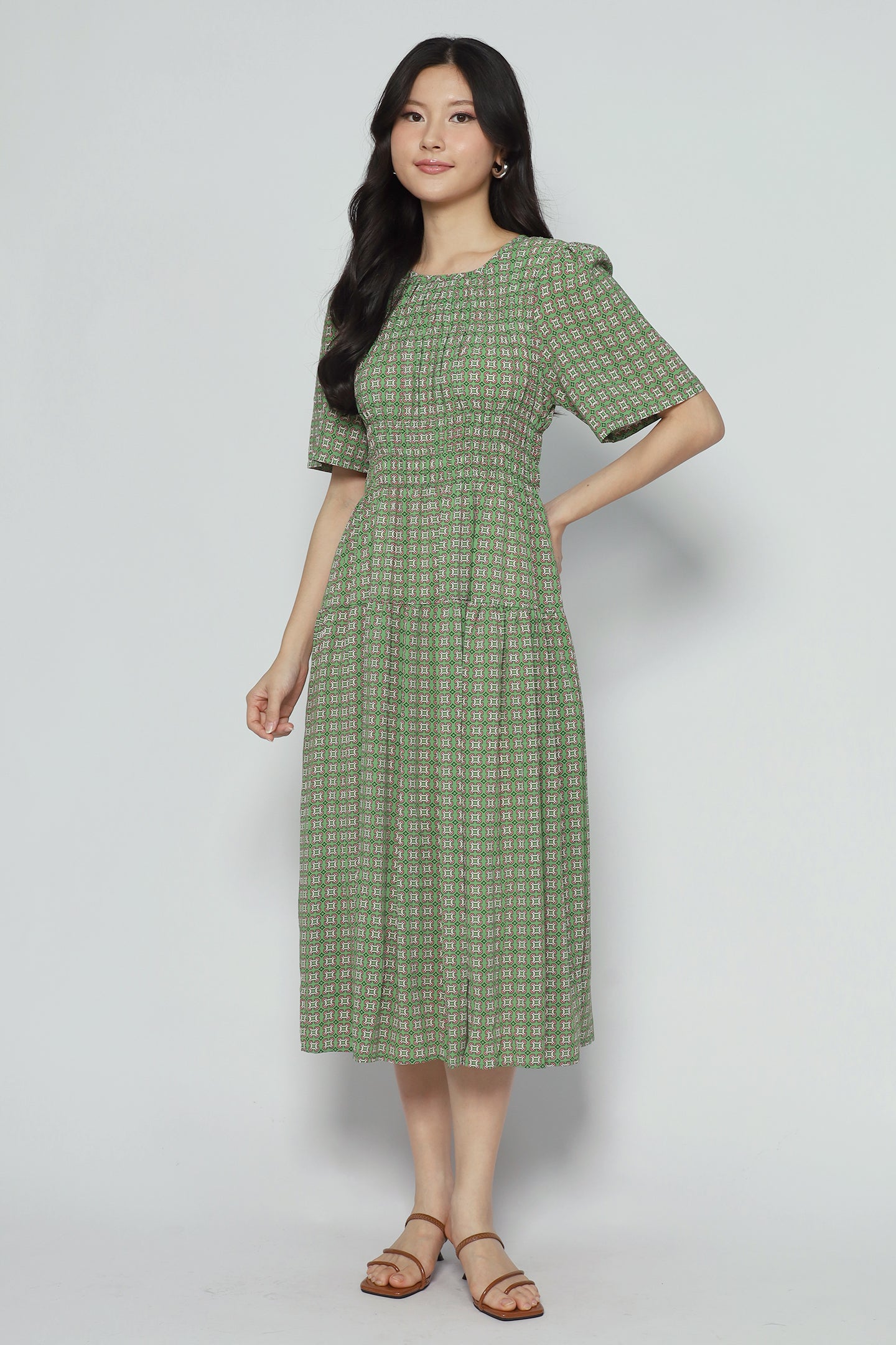 Astha Dress in Green Pattern