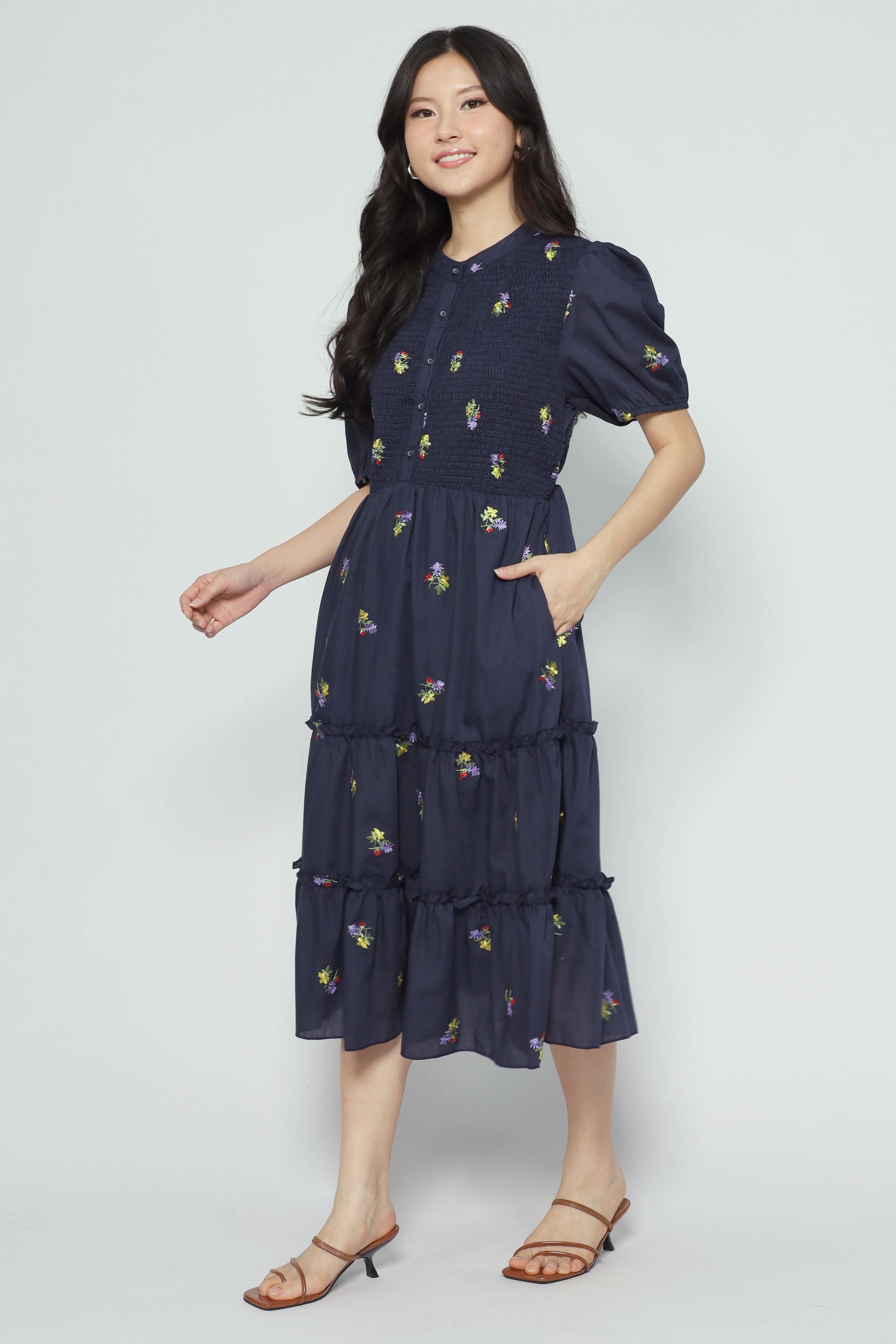 Aurora Dress in Holly Embroidery