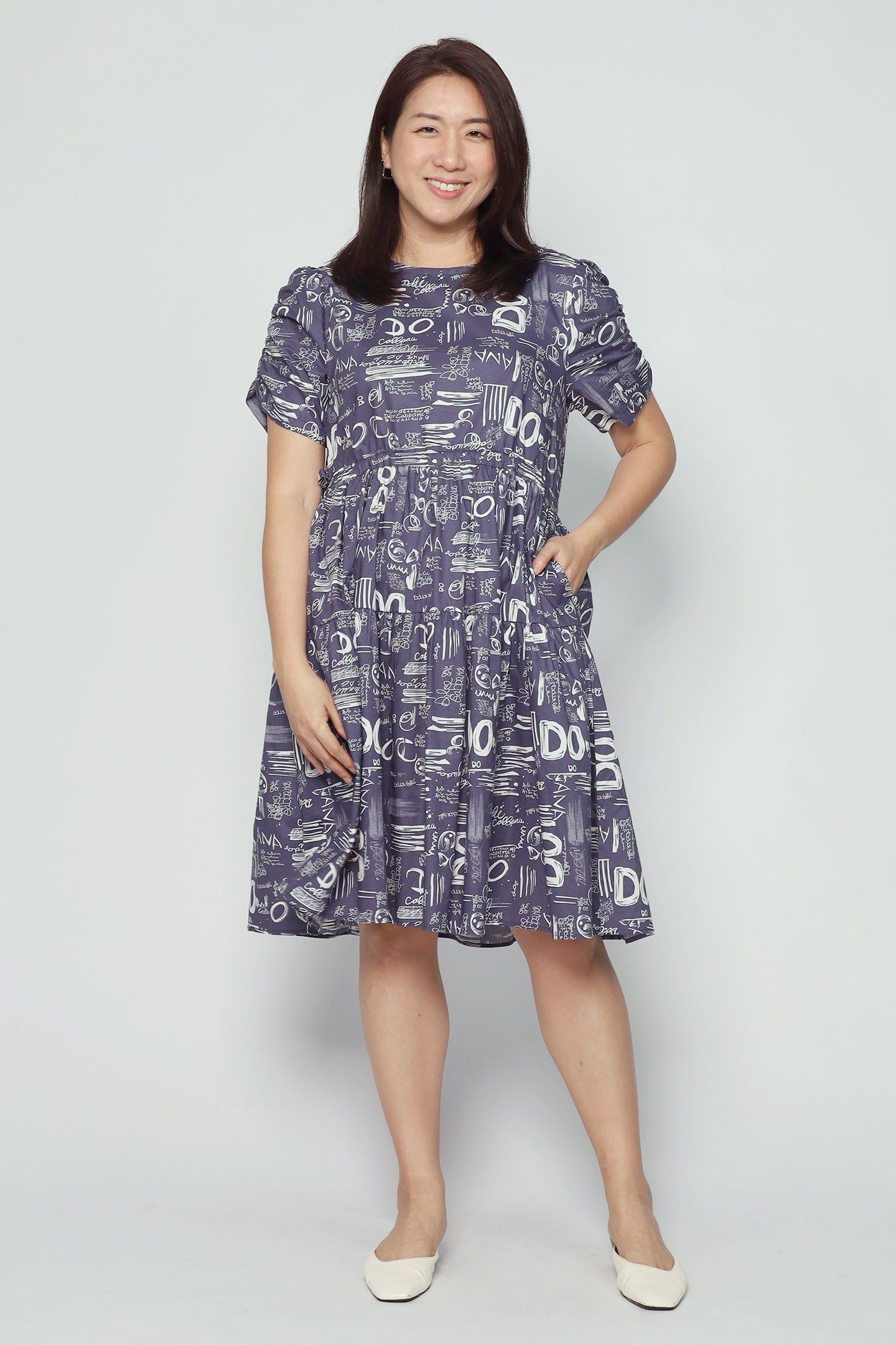 Avelyn Dress in Blue Scribbles