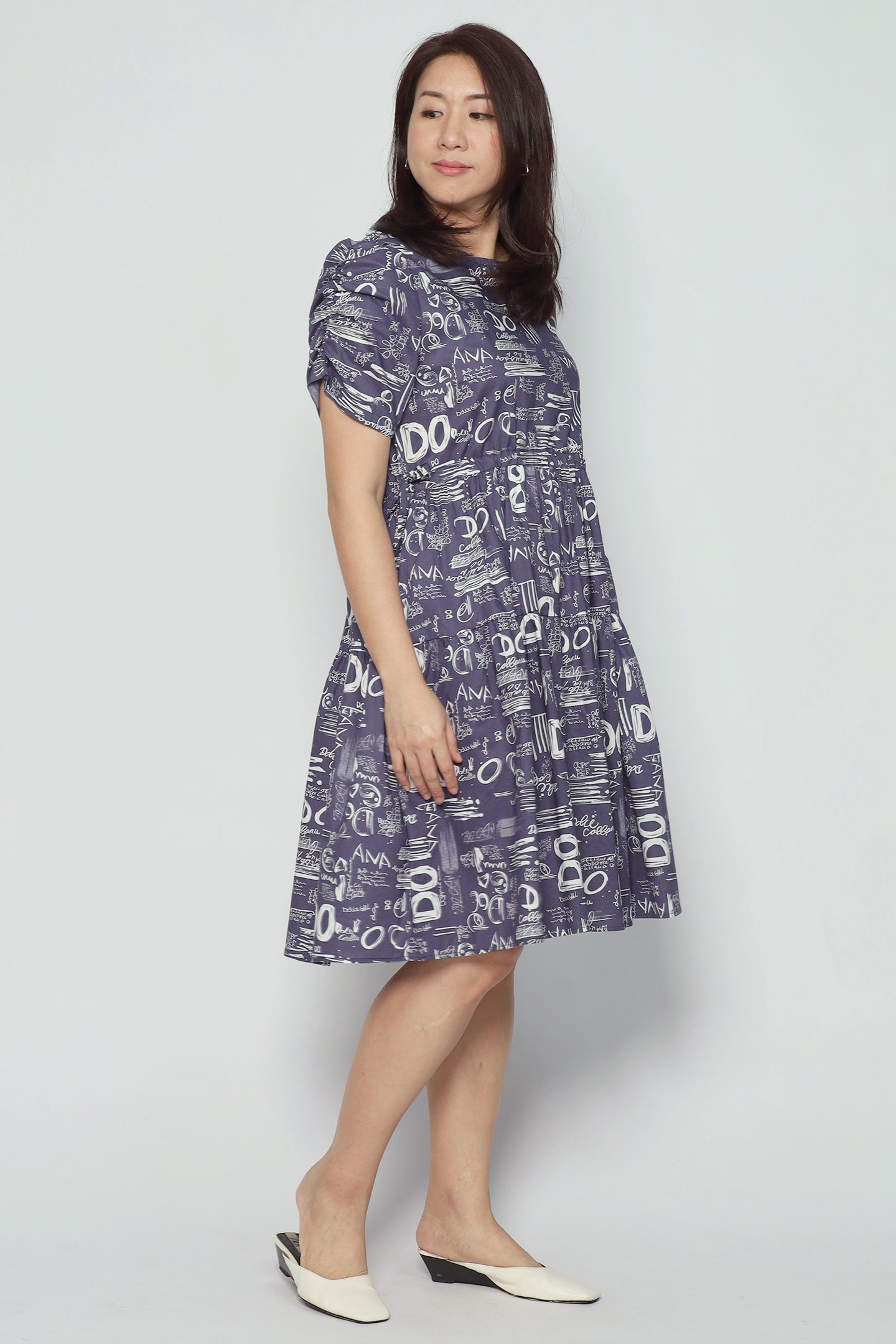 Avelyn Dress in Blue Scribbles