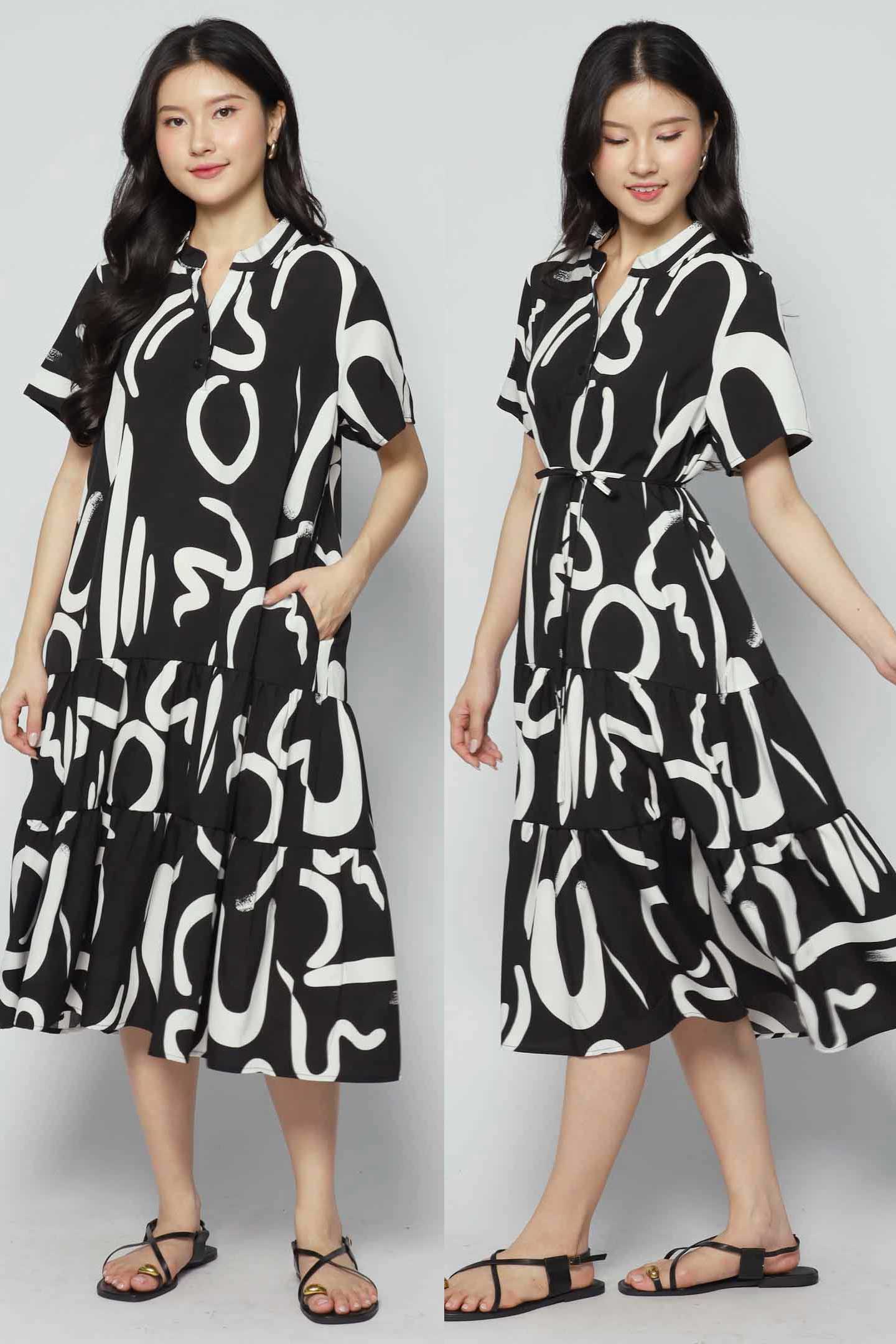 Amarisa Dress in BW Strokes