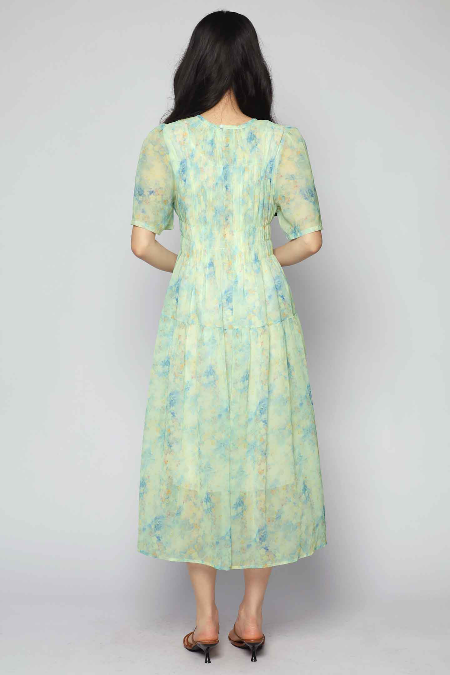 Astha Dress in Green Bloom Affair