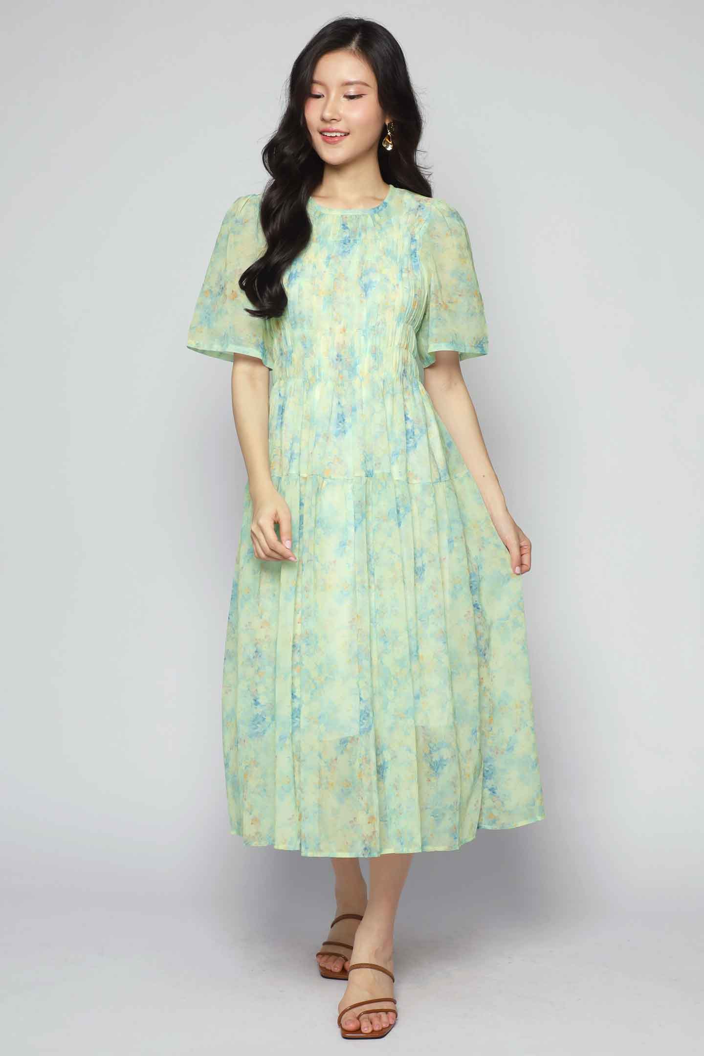 Astha Dress in Green Bloom Affair