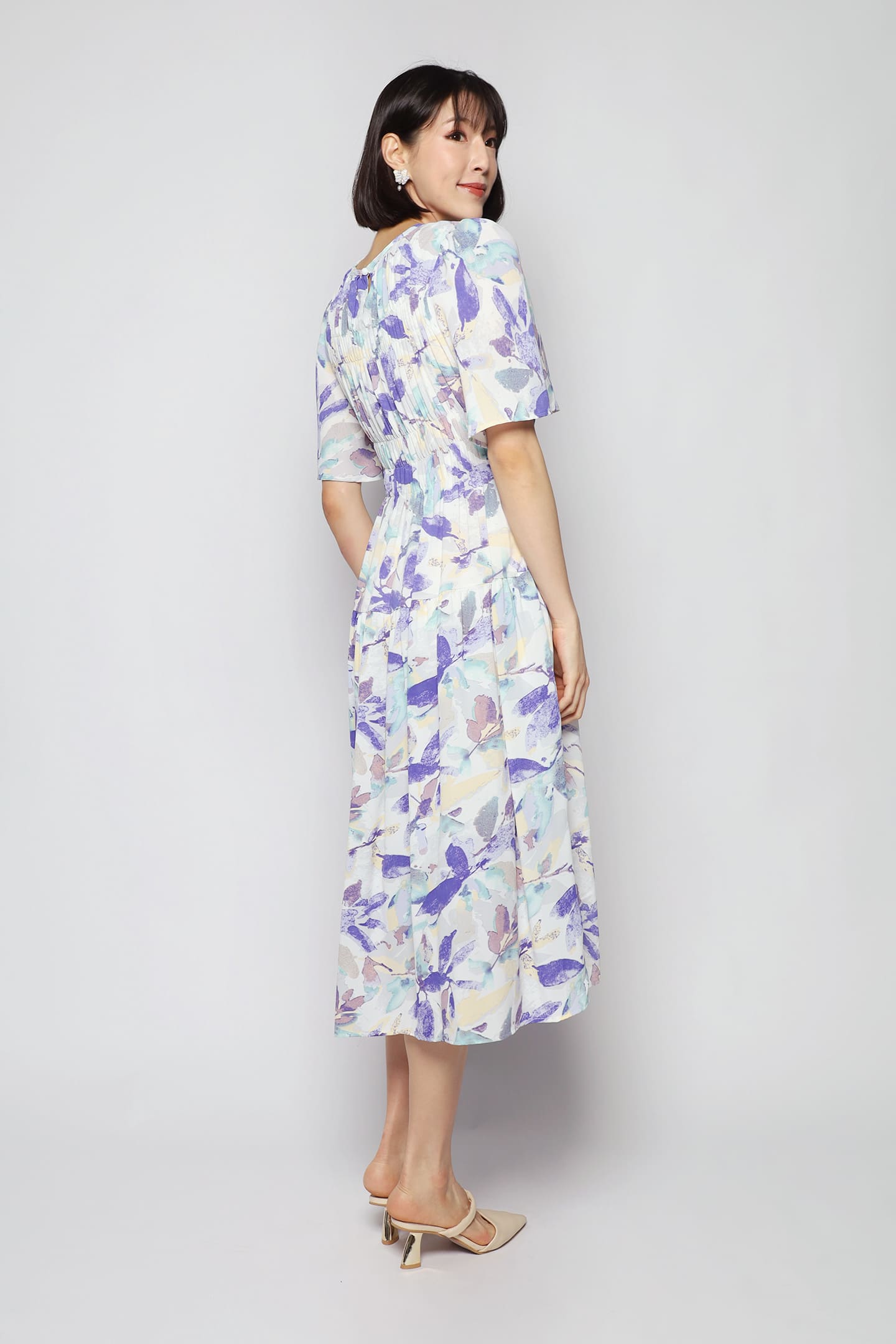 Astha Dress in Purple Leaf