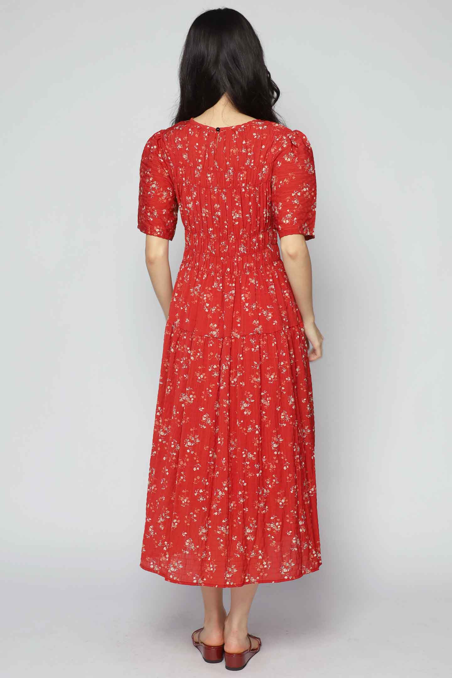 Astha Dress in Red Floral Whimsy