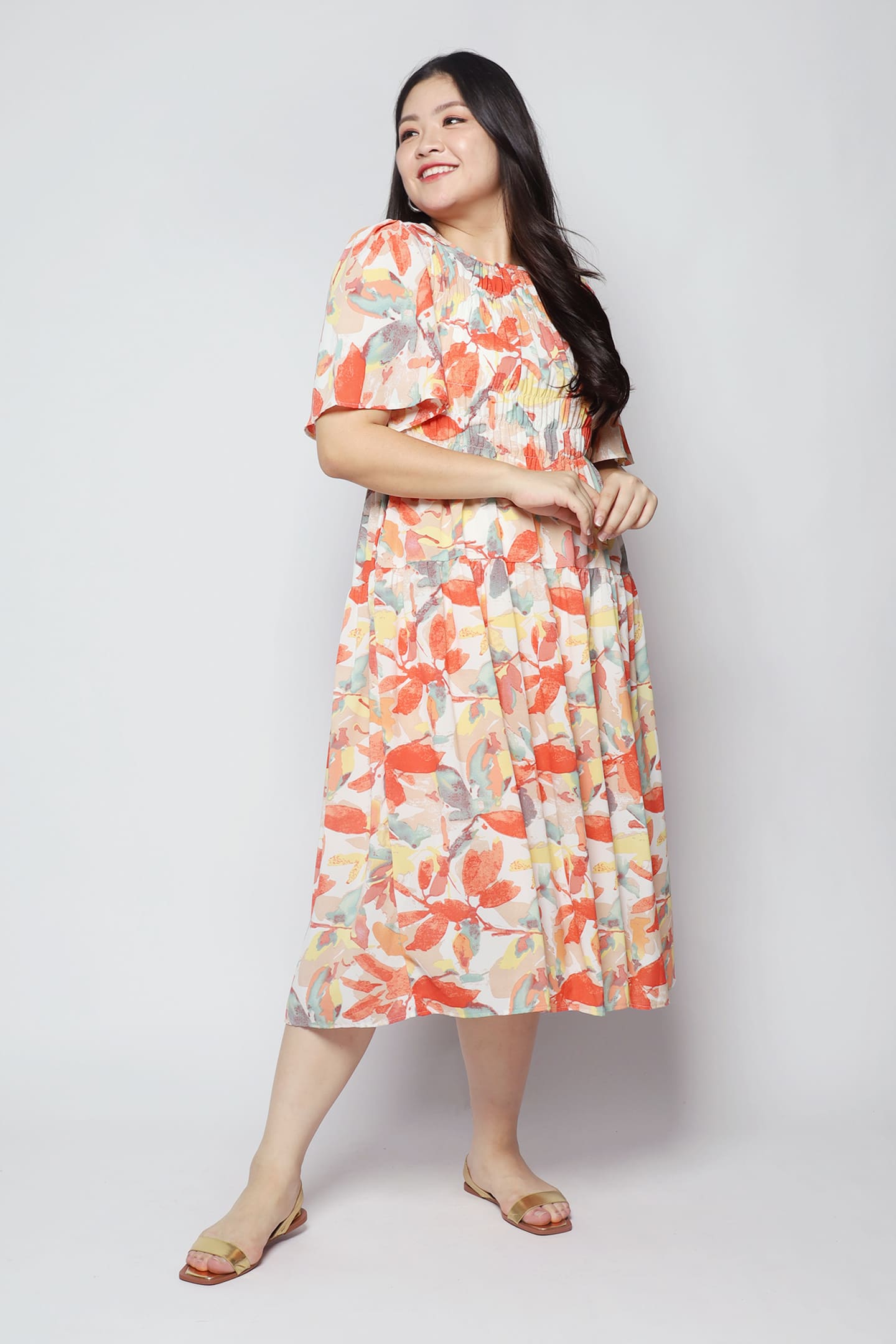 Astha Dress in Red Leaf