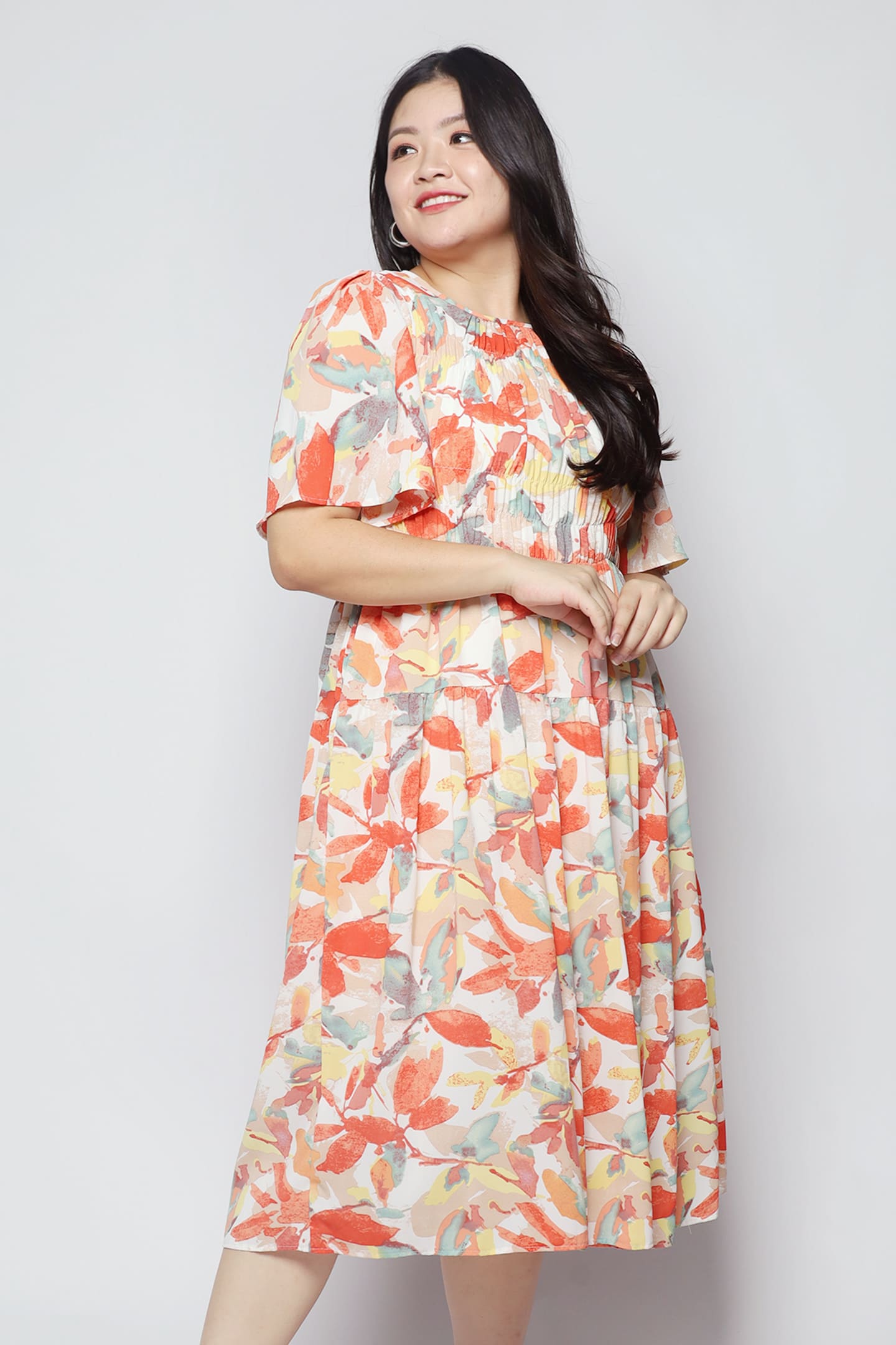 Astha Dress in Red Leaf