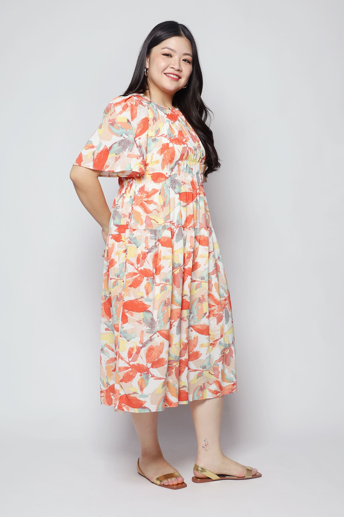 Astha Dress in Red Leaf