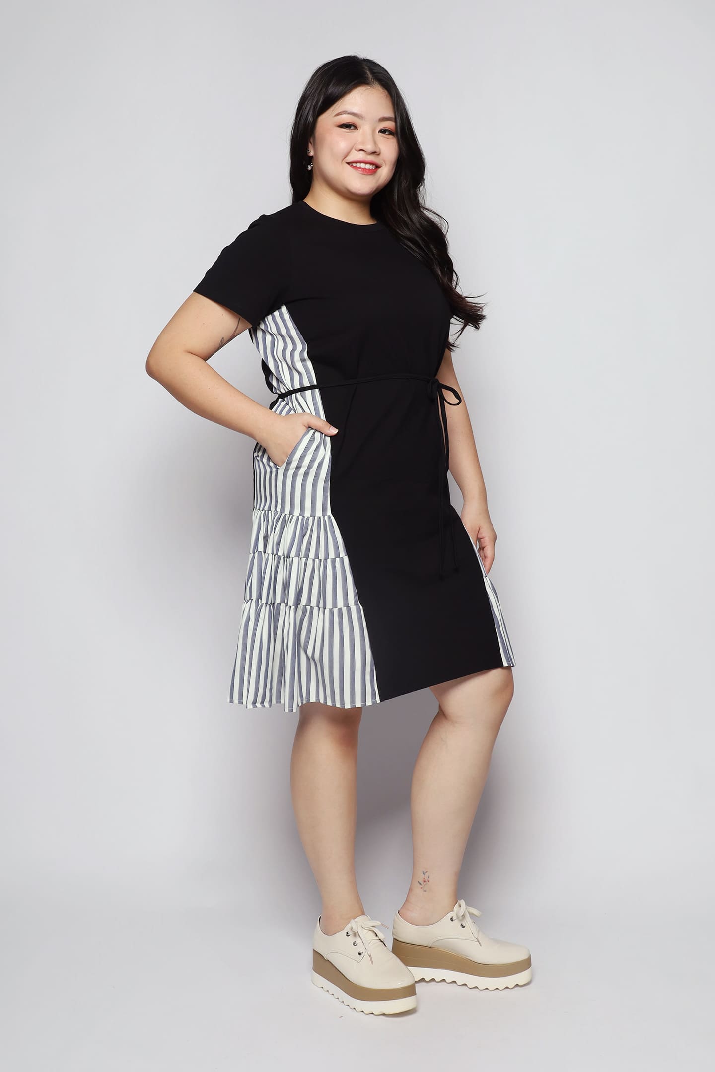 Ava Dress in Blue White Stripes