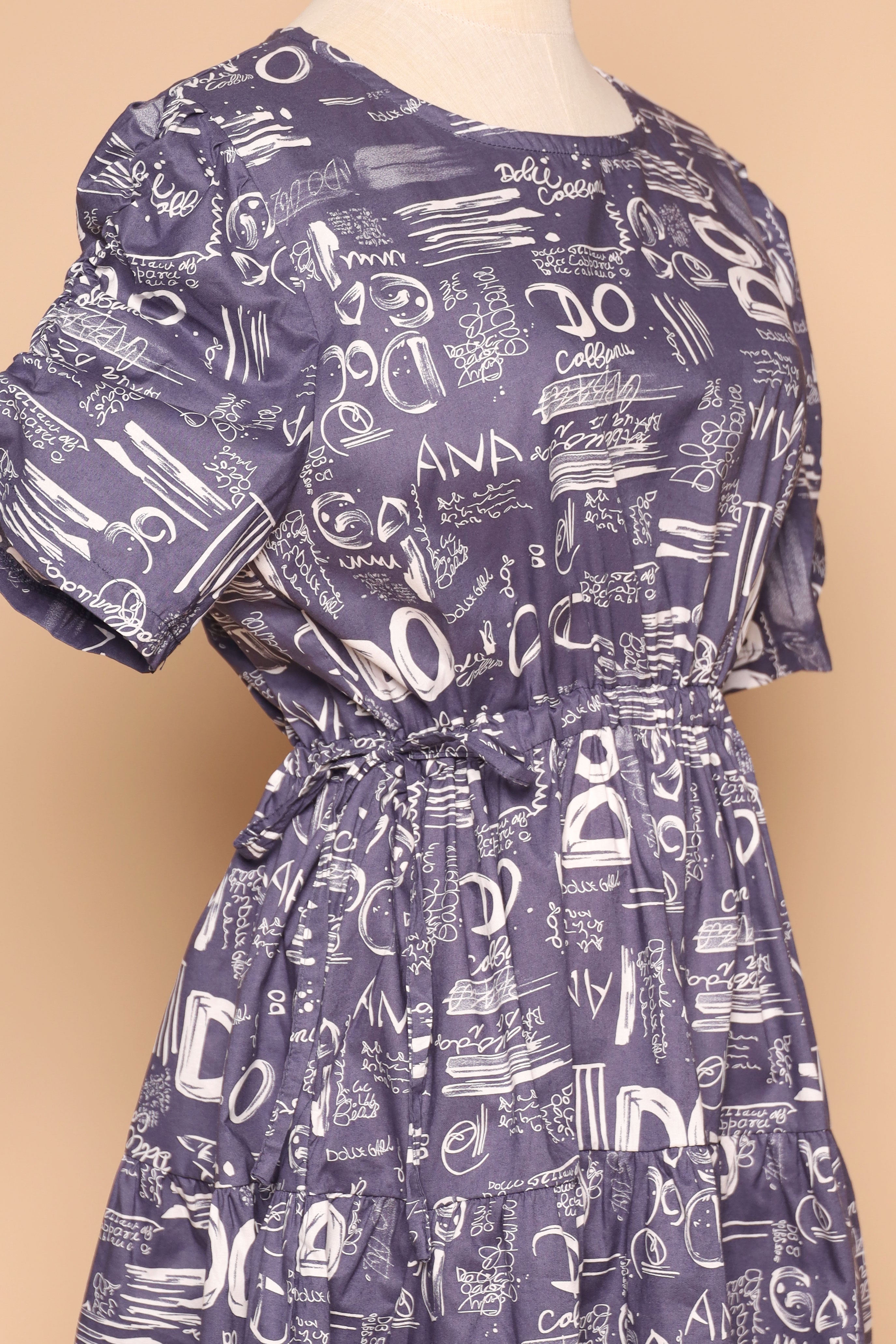 PO - Avelyn Dress in Blue Scribbles