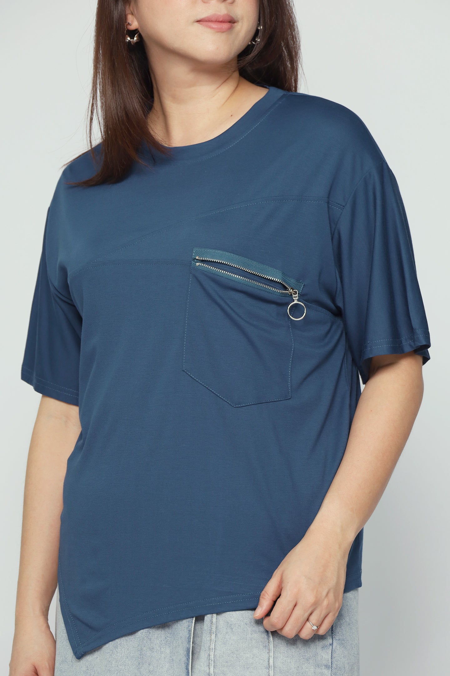 Easy By TE - Slow Steps Zipper Top in Blue