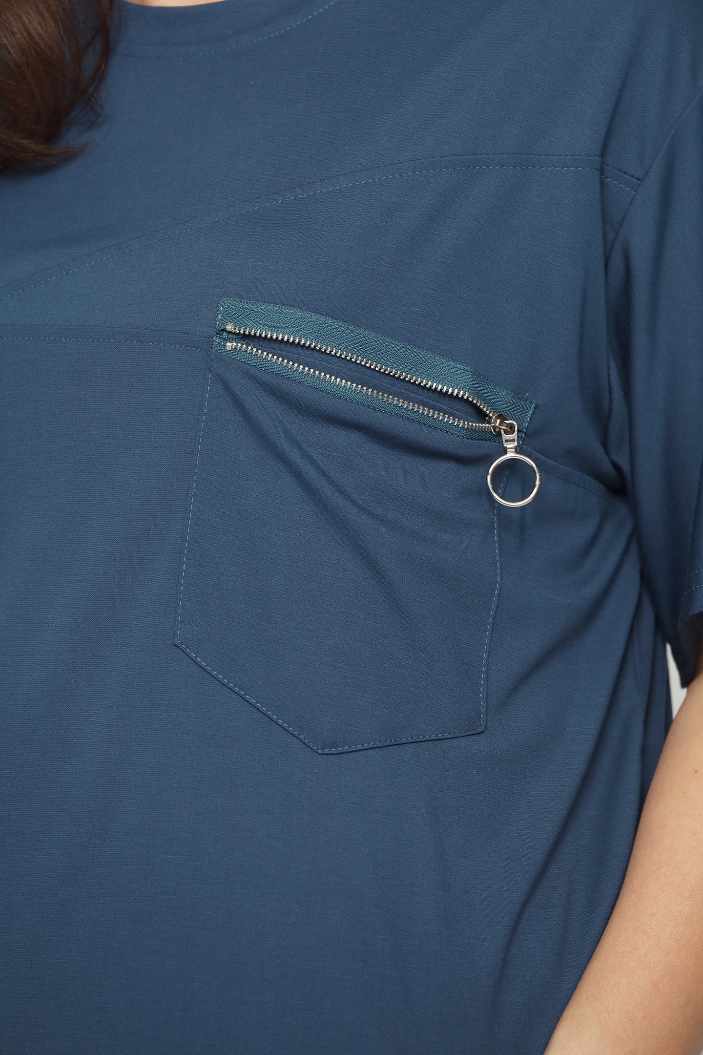 Easy By TE - Slow Steps Zipper Top in Blue