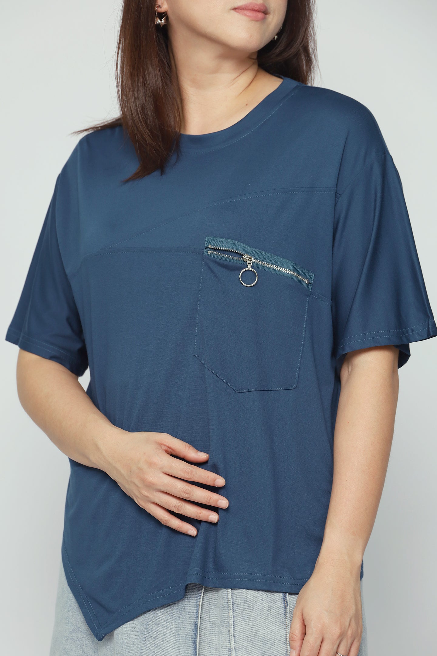 Easy By TE - Slow Steps Zipper Top in Blue