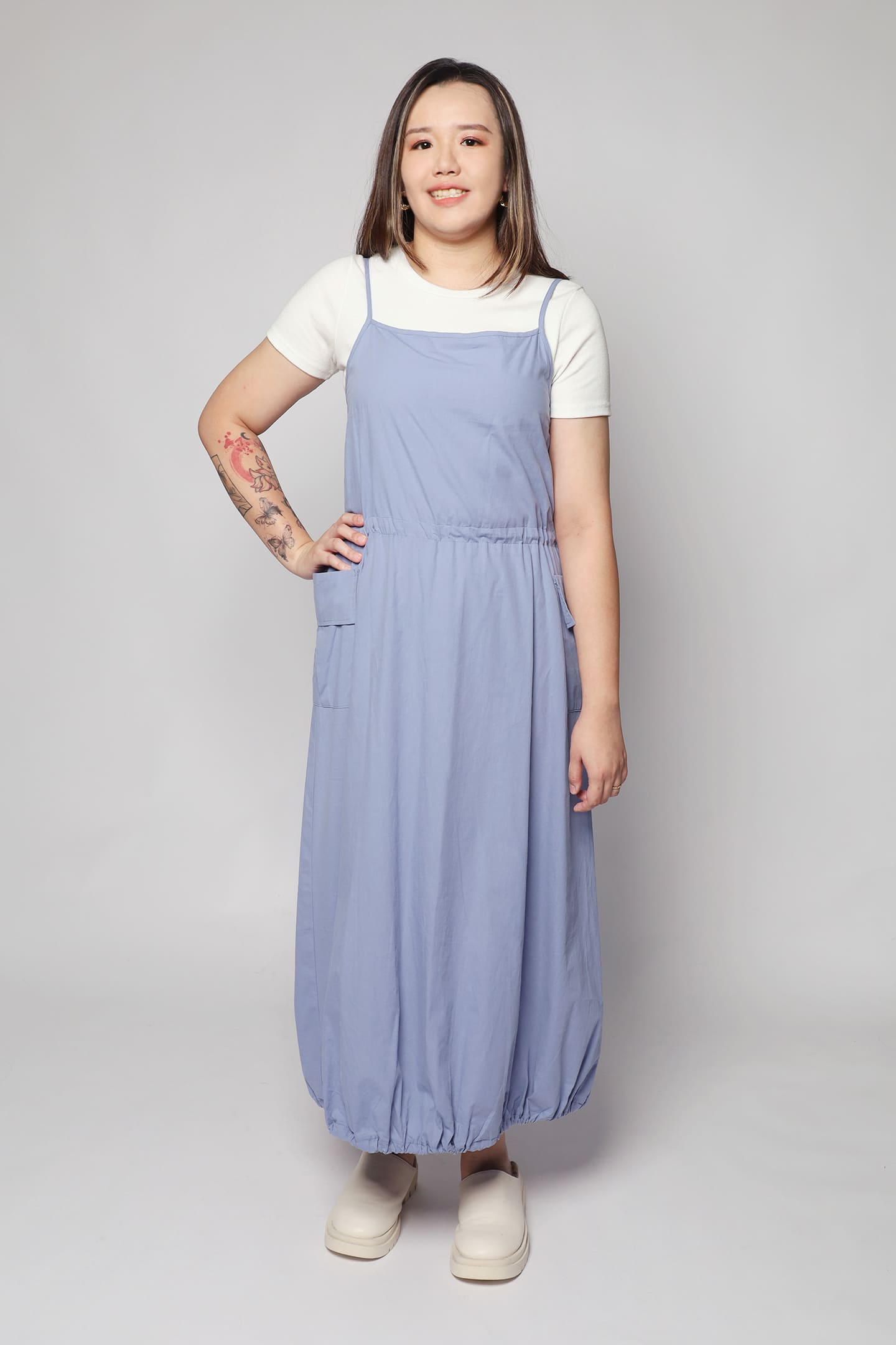 Bailey Pinafore Dress in Blue