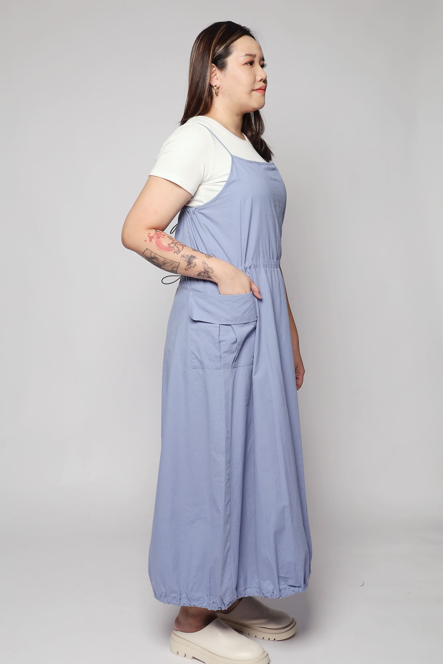 Bailey Pinafore Dress in Blue