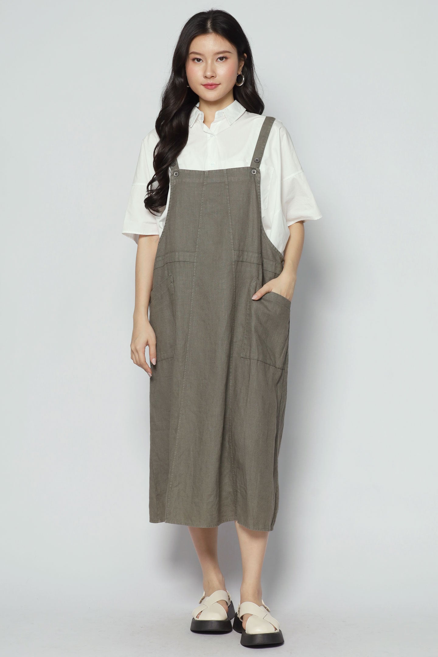 Baylor Pinafore Dress in Green