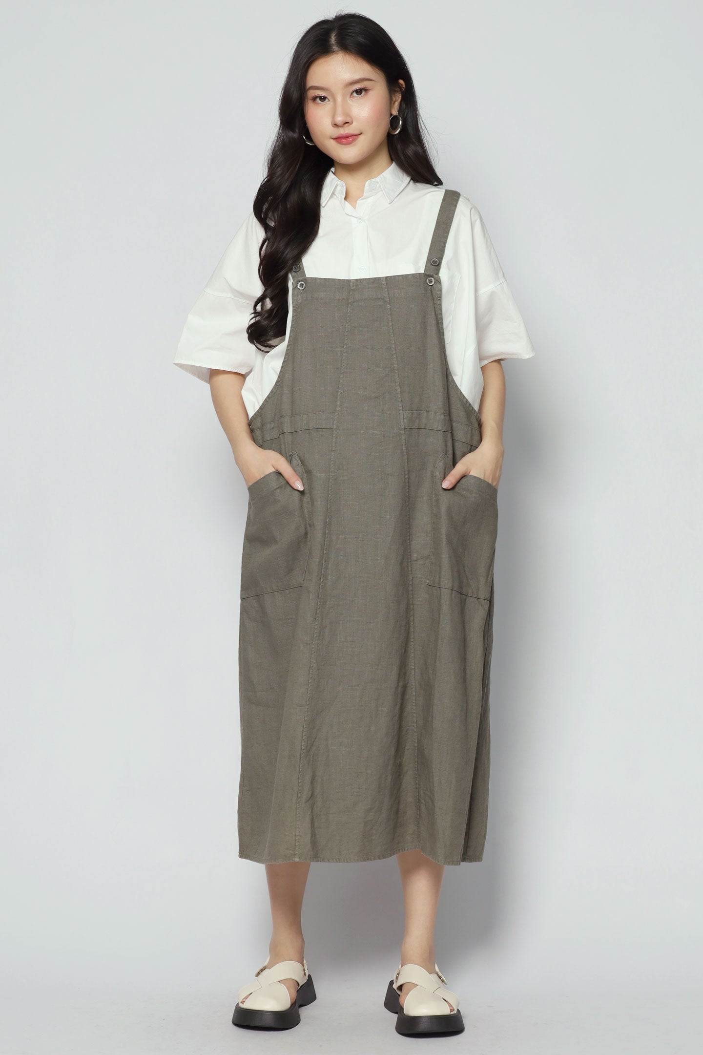 Baylor Pinafore Dress in Green