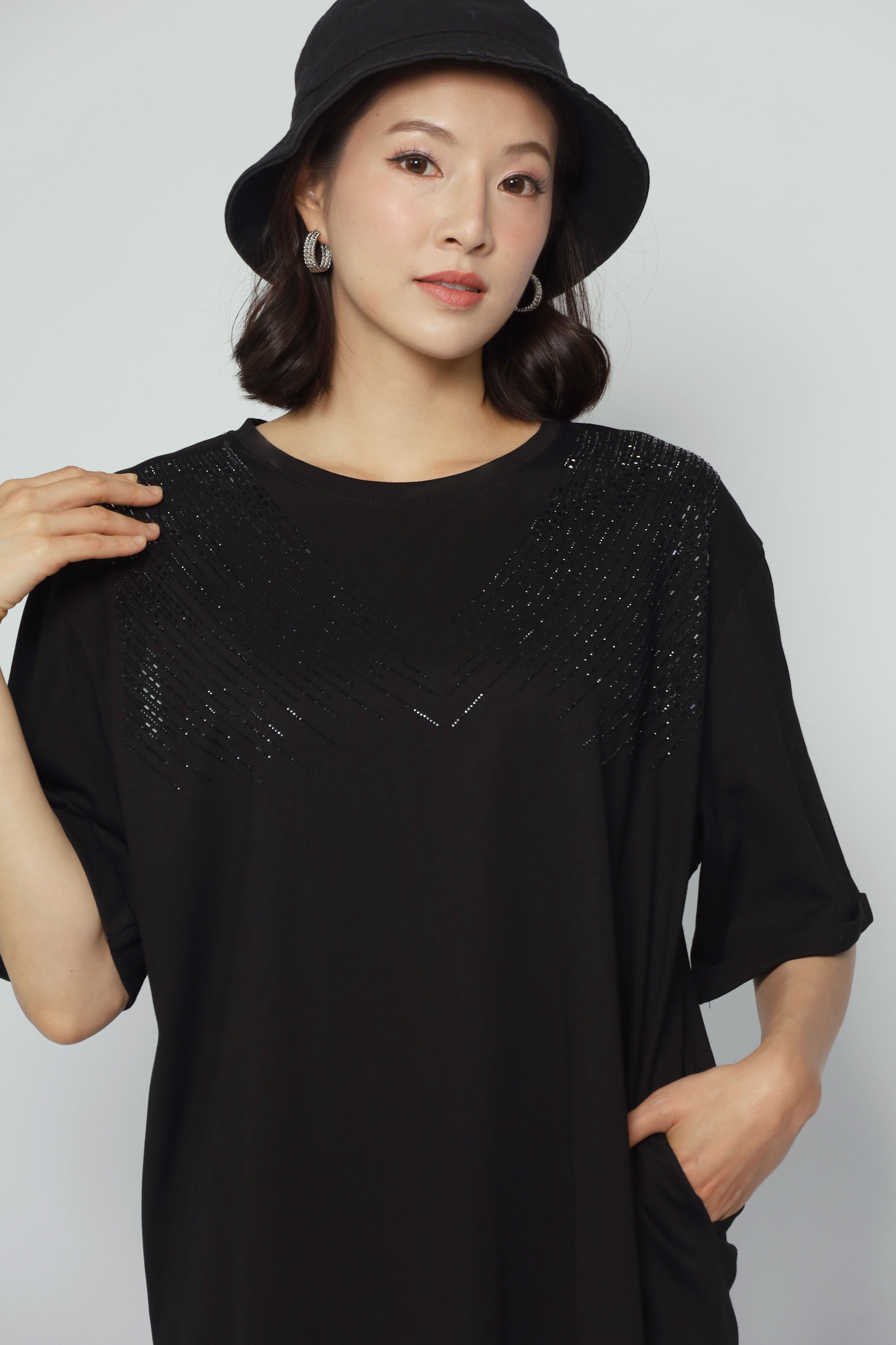 Beckham Embellished Dress in Black