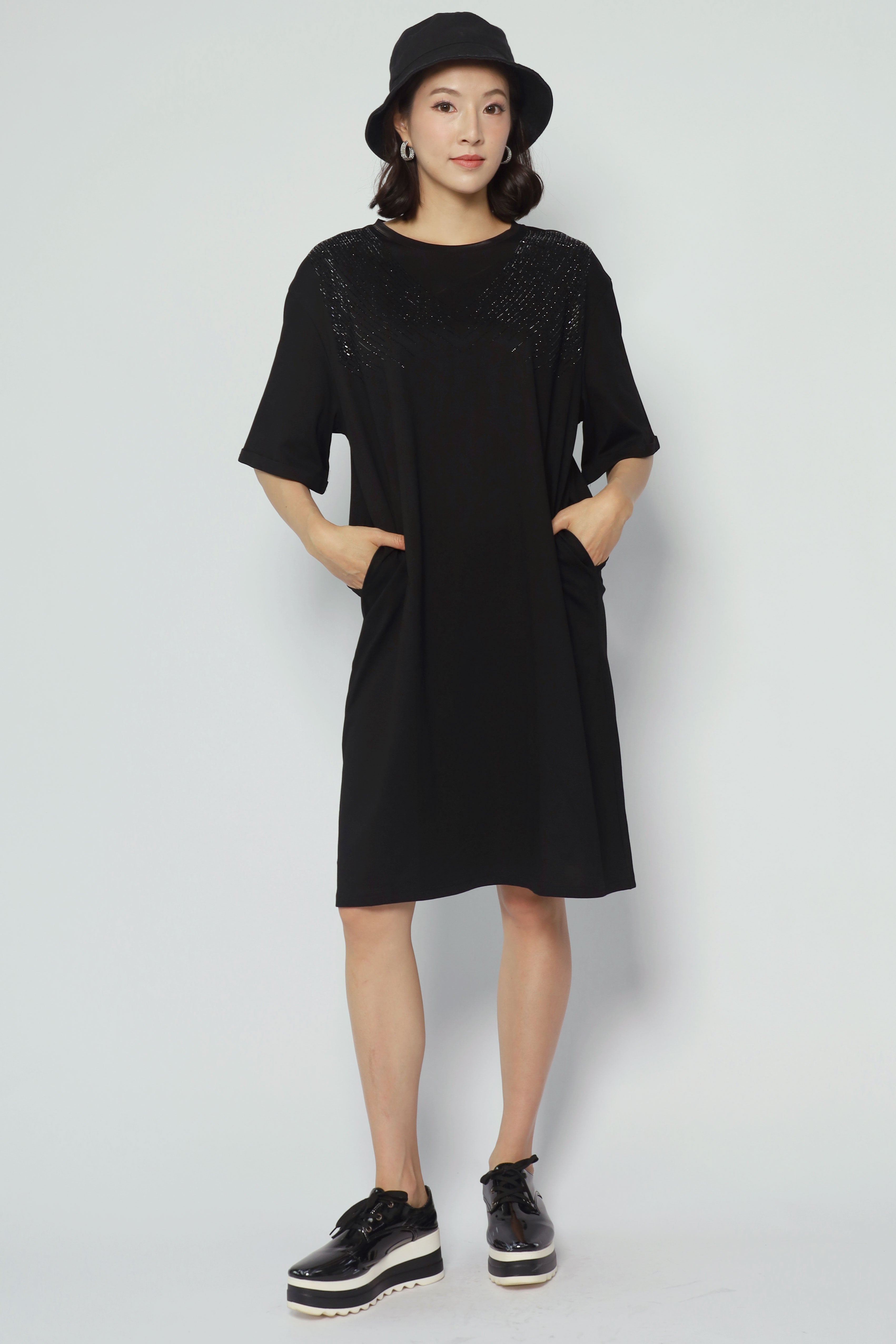 Beckham Embellished Dress in Black
