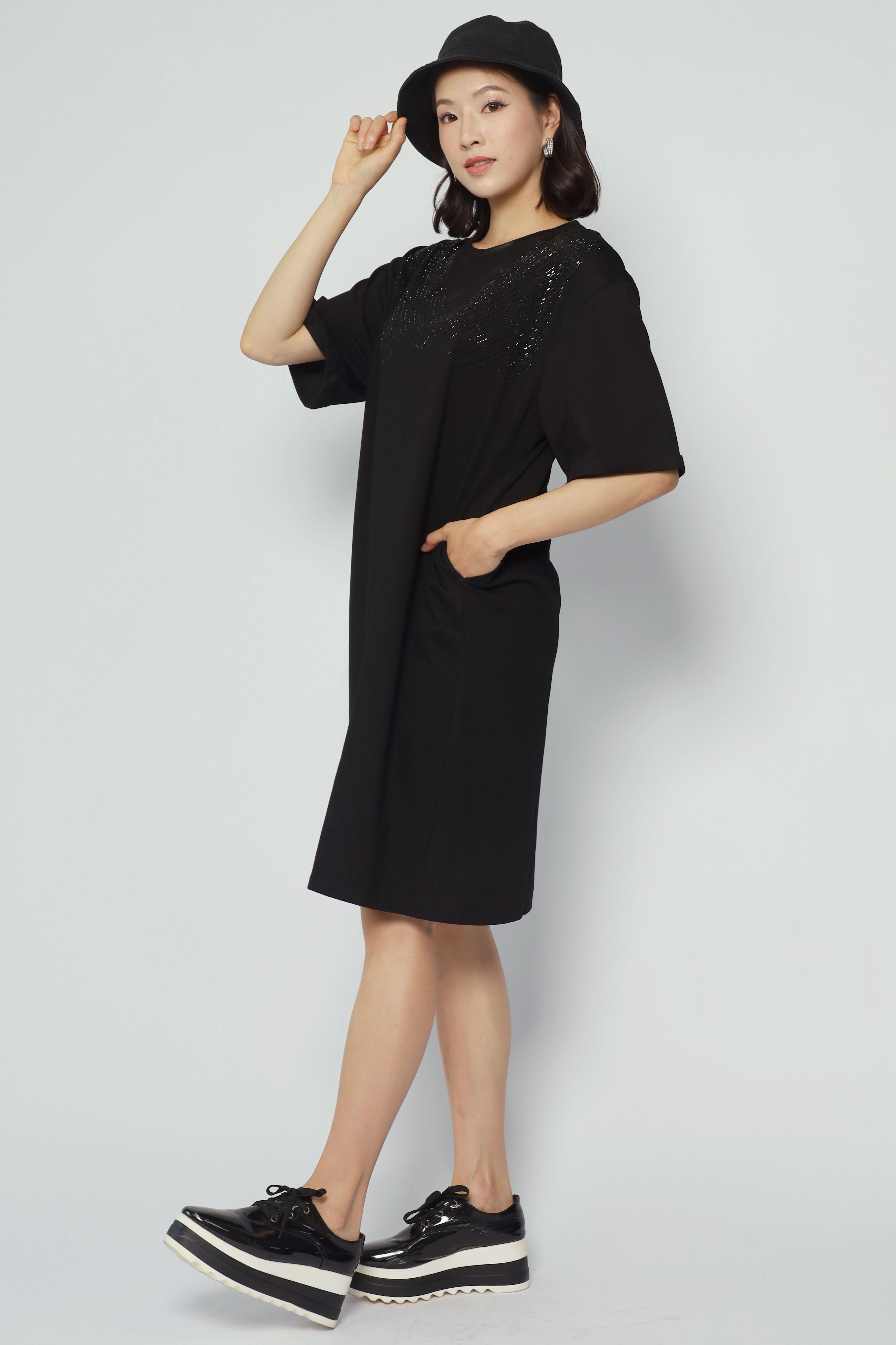 Beckham Embellished Dress in Black
