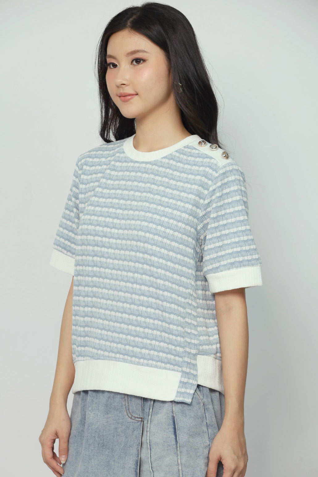 Bey Stripes Knit Top in Blue