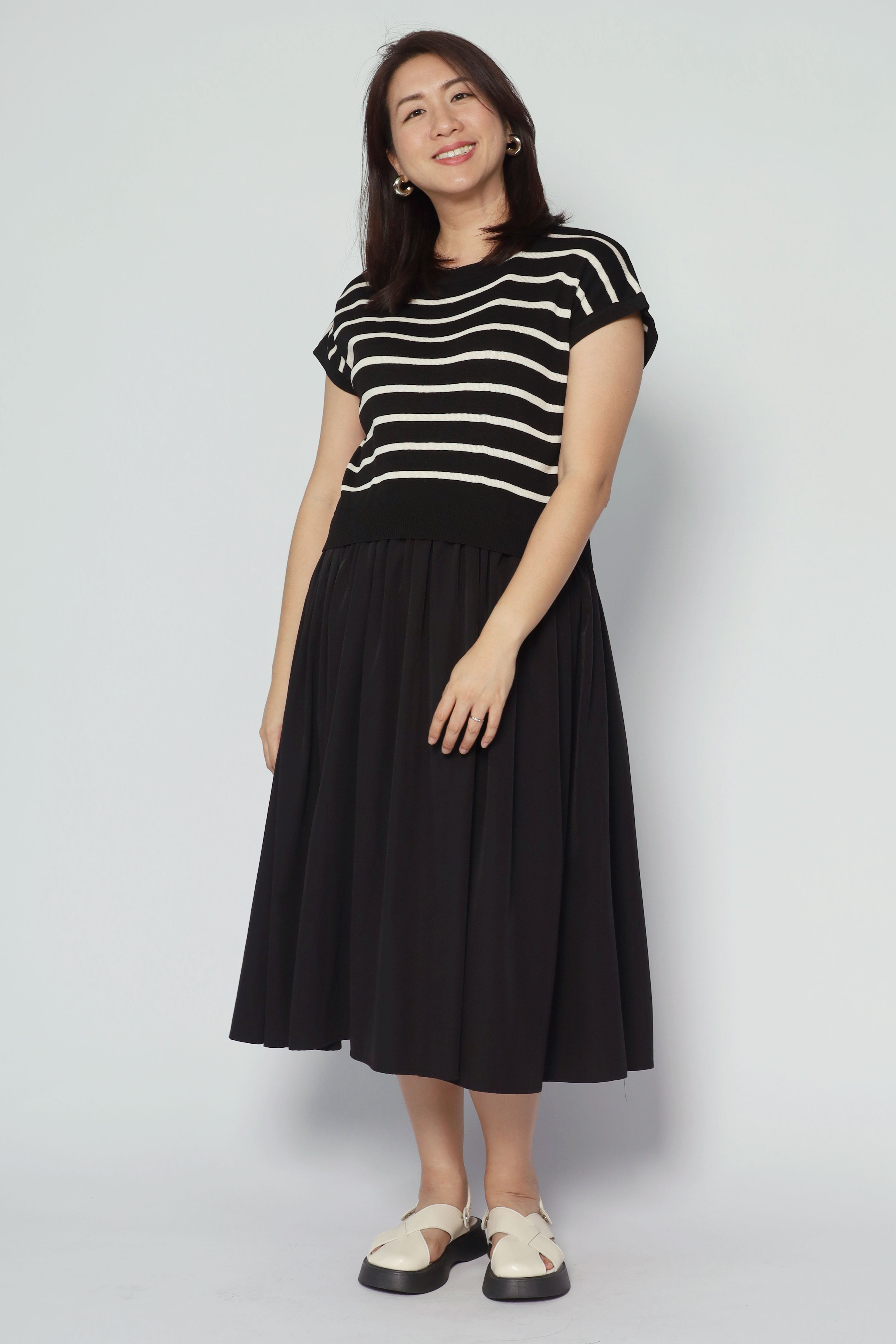 Billy Stripes Knit Dress in Black