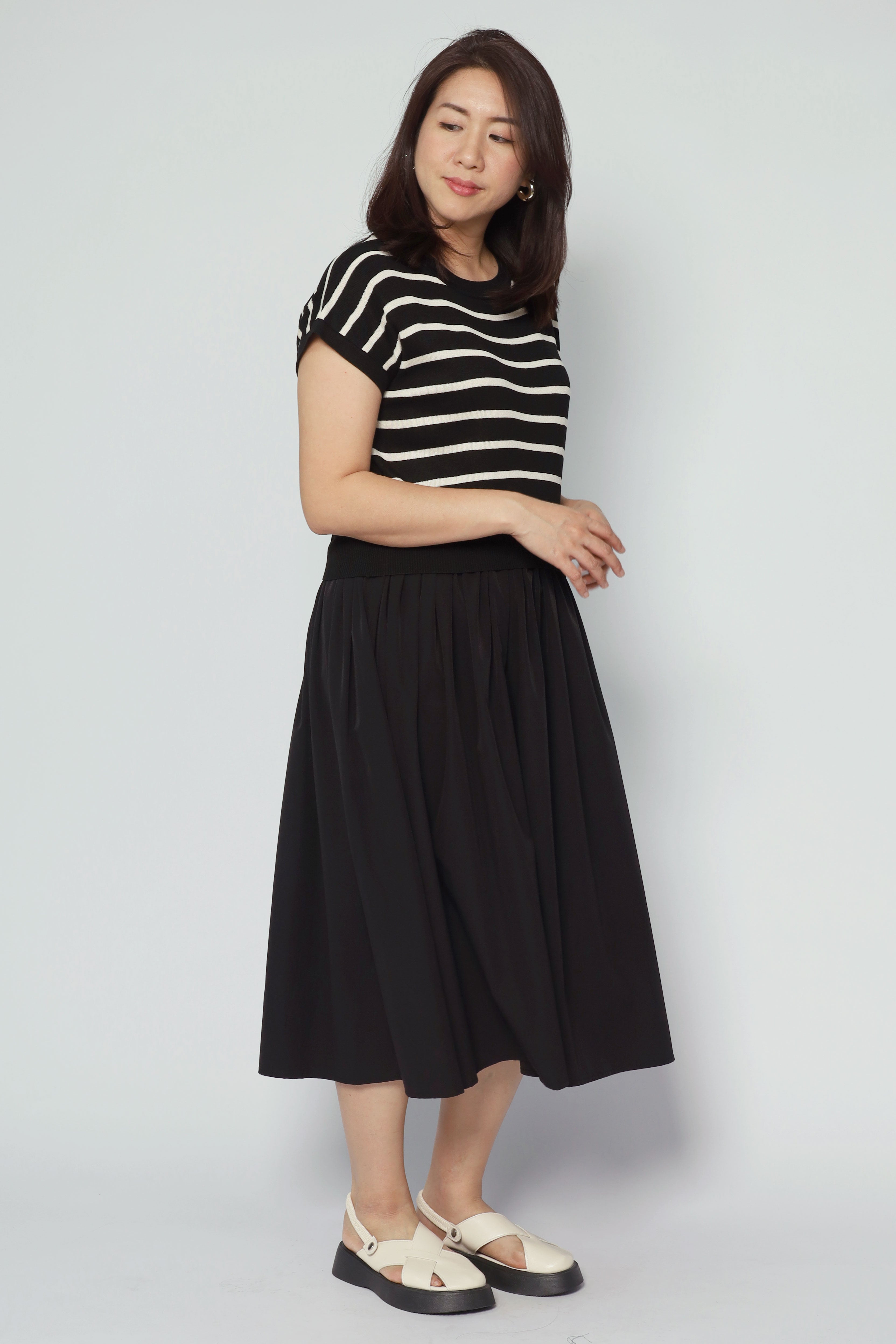 Billy Stripes Knit Dress in Black