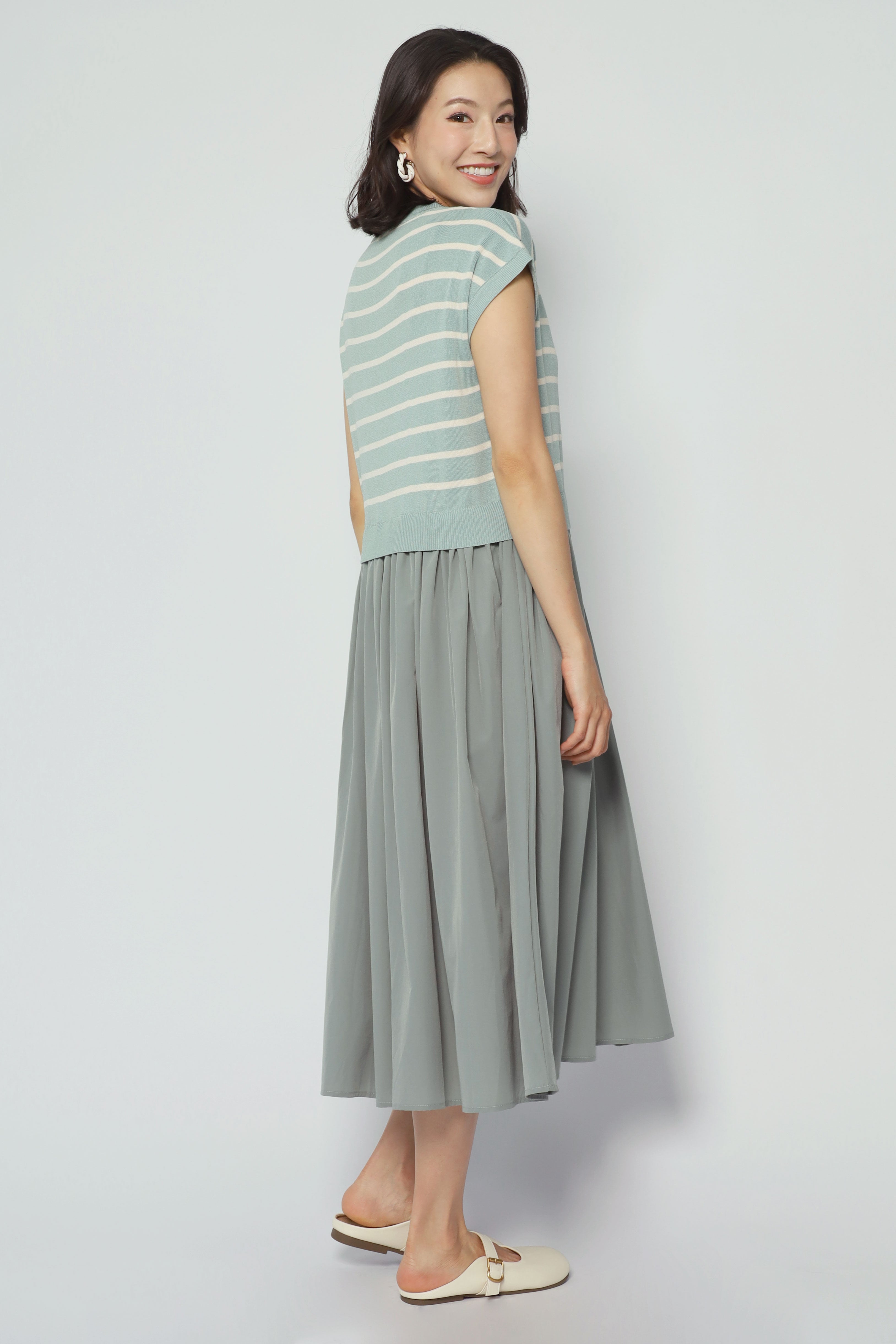 Billy Stripes Knit Dress in Mint