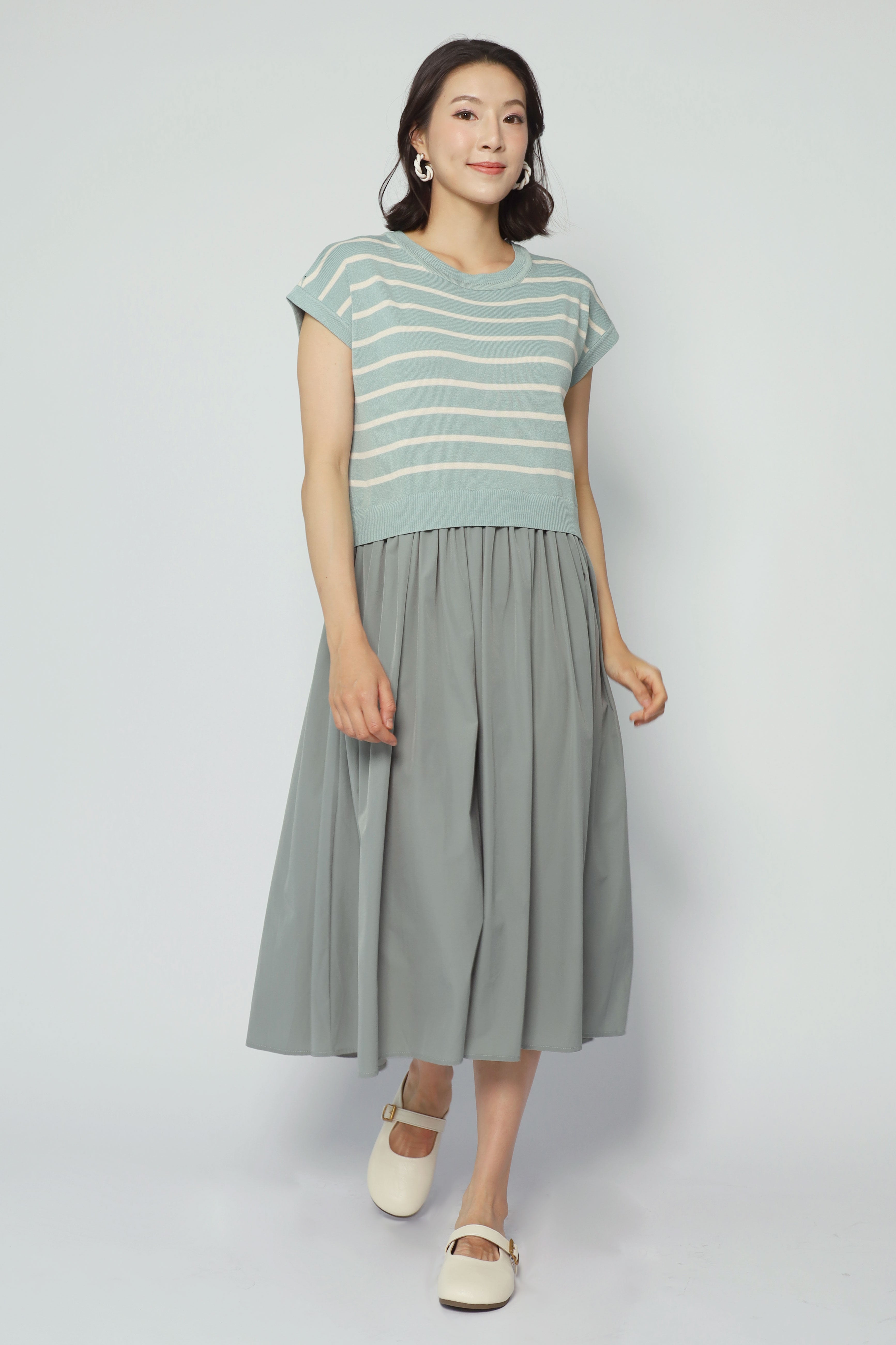 Billy Stripes Knit Dress in Mint