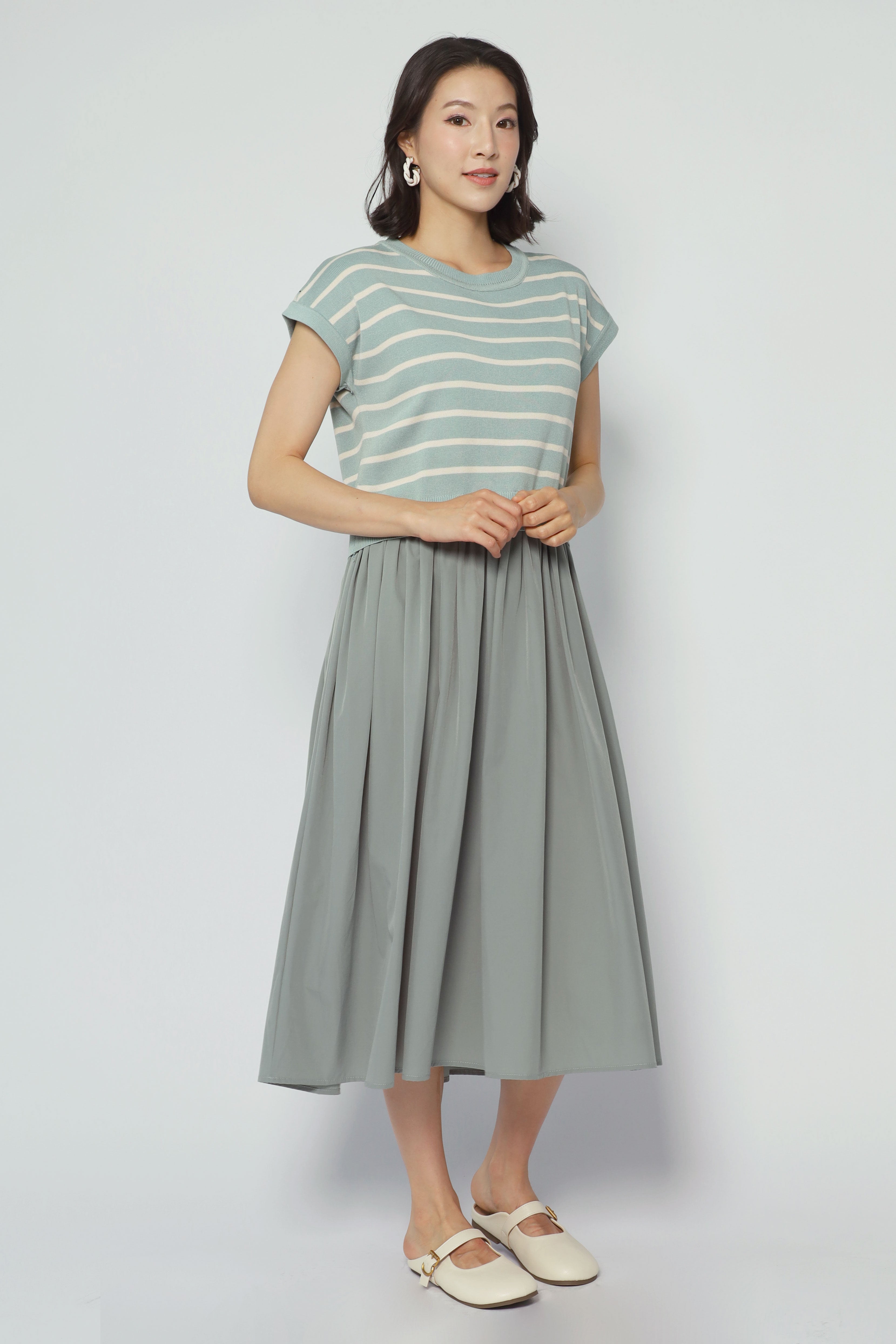 Billy Stripes Knit Dress in Mint