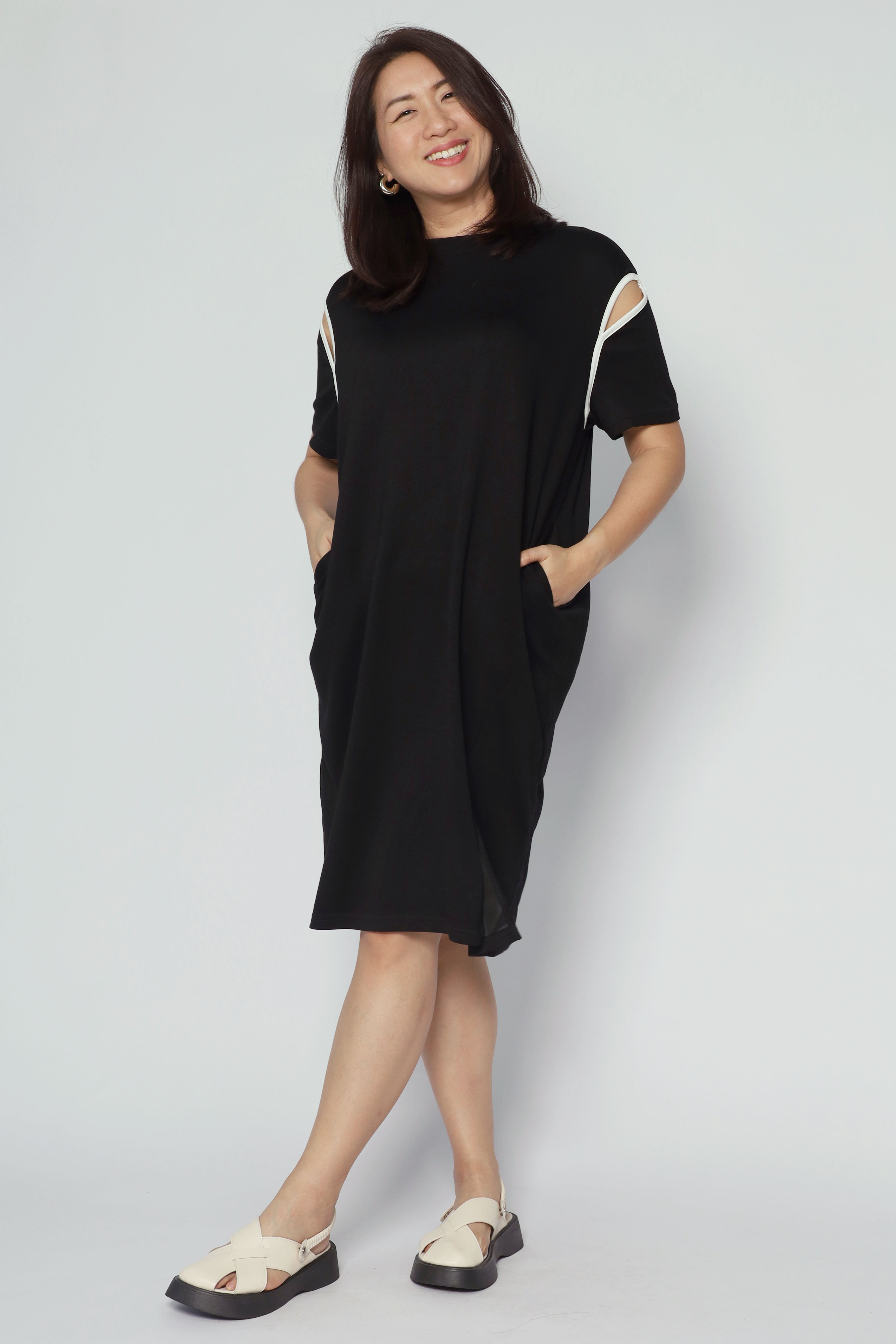 Boden Trimming Dress in Black