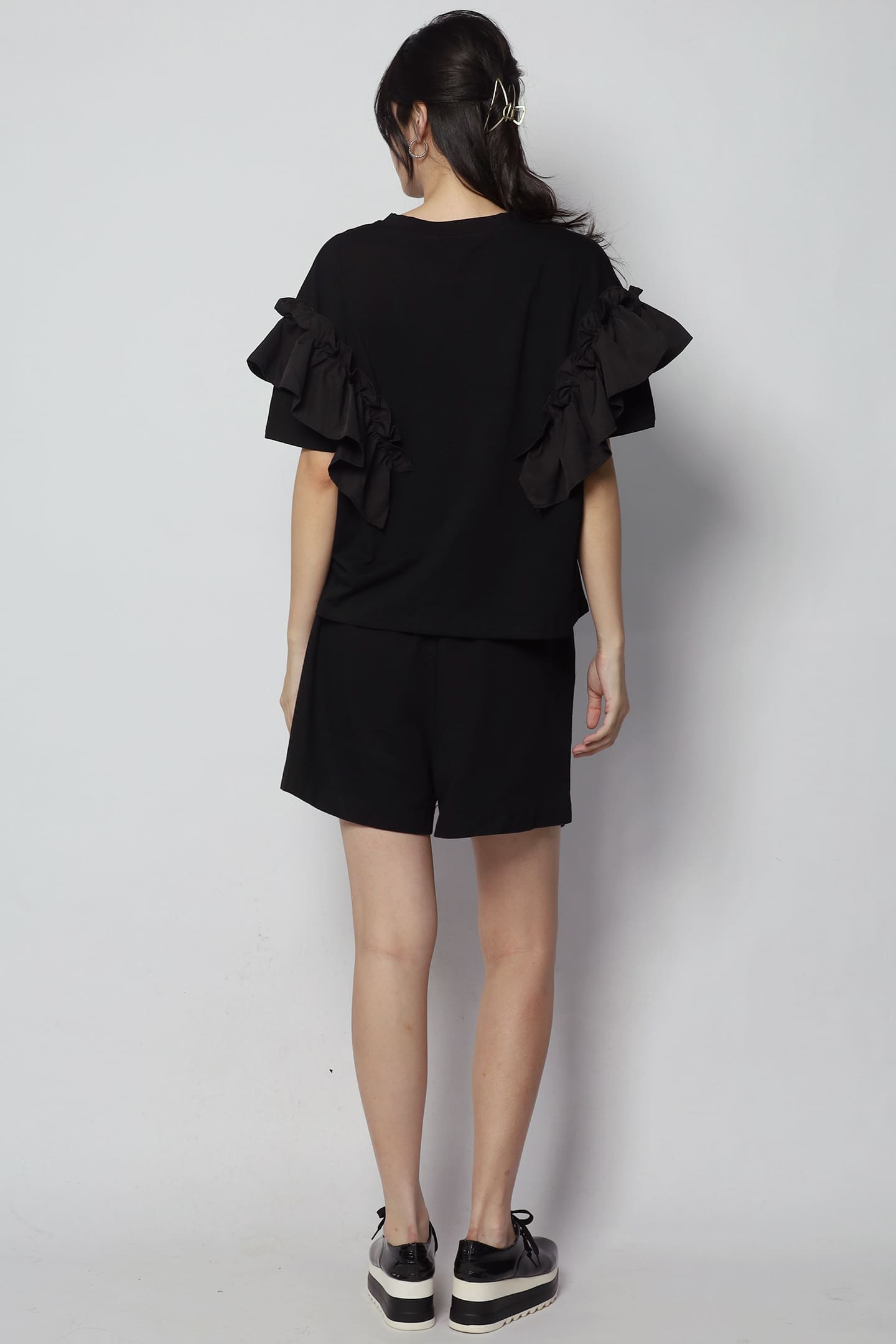 Caran Frill Top in Black