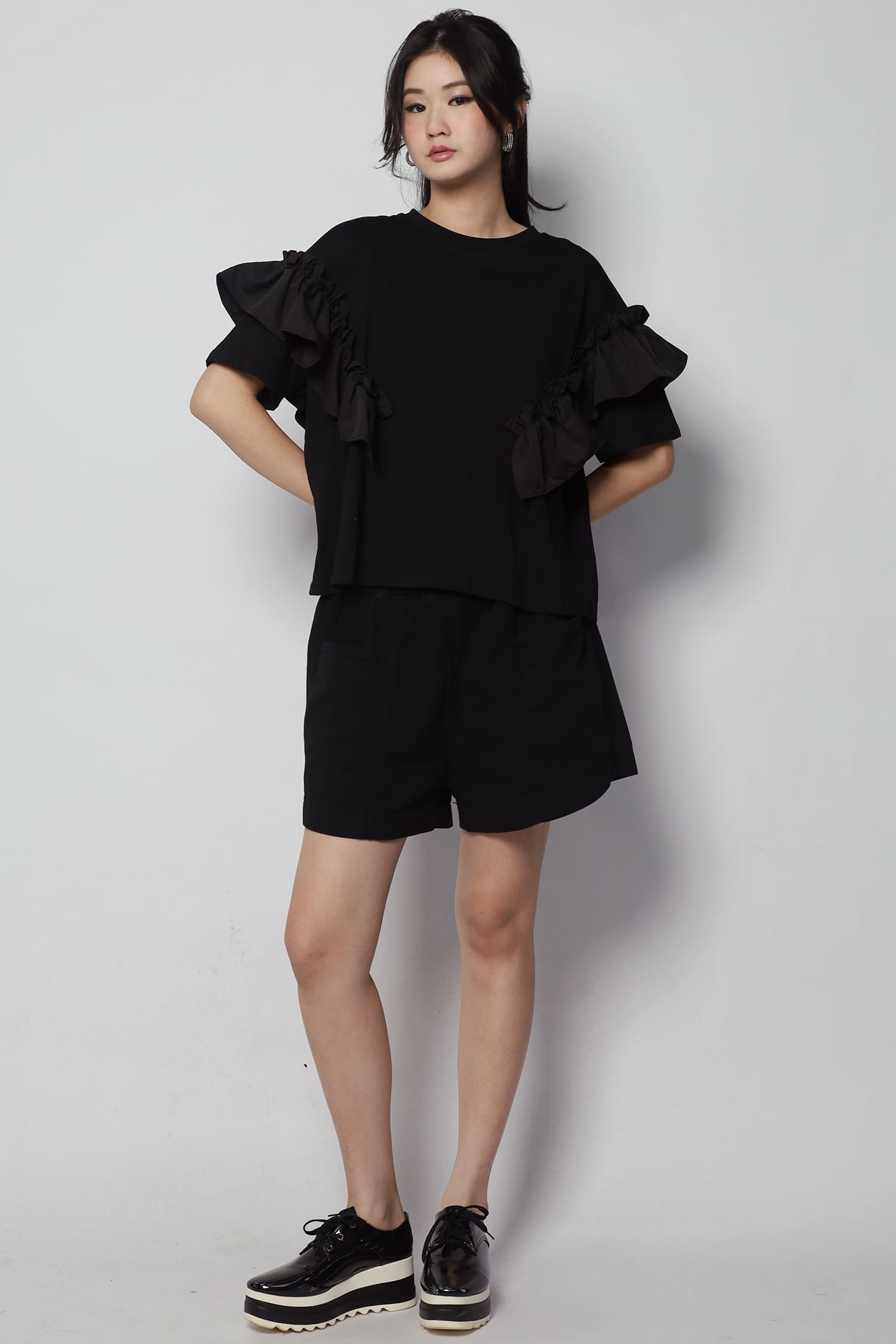 Caran Frill Top in Black