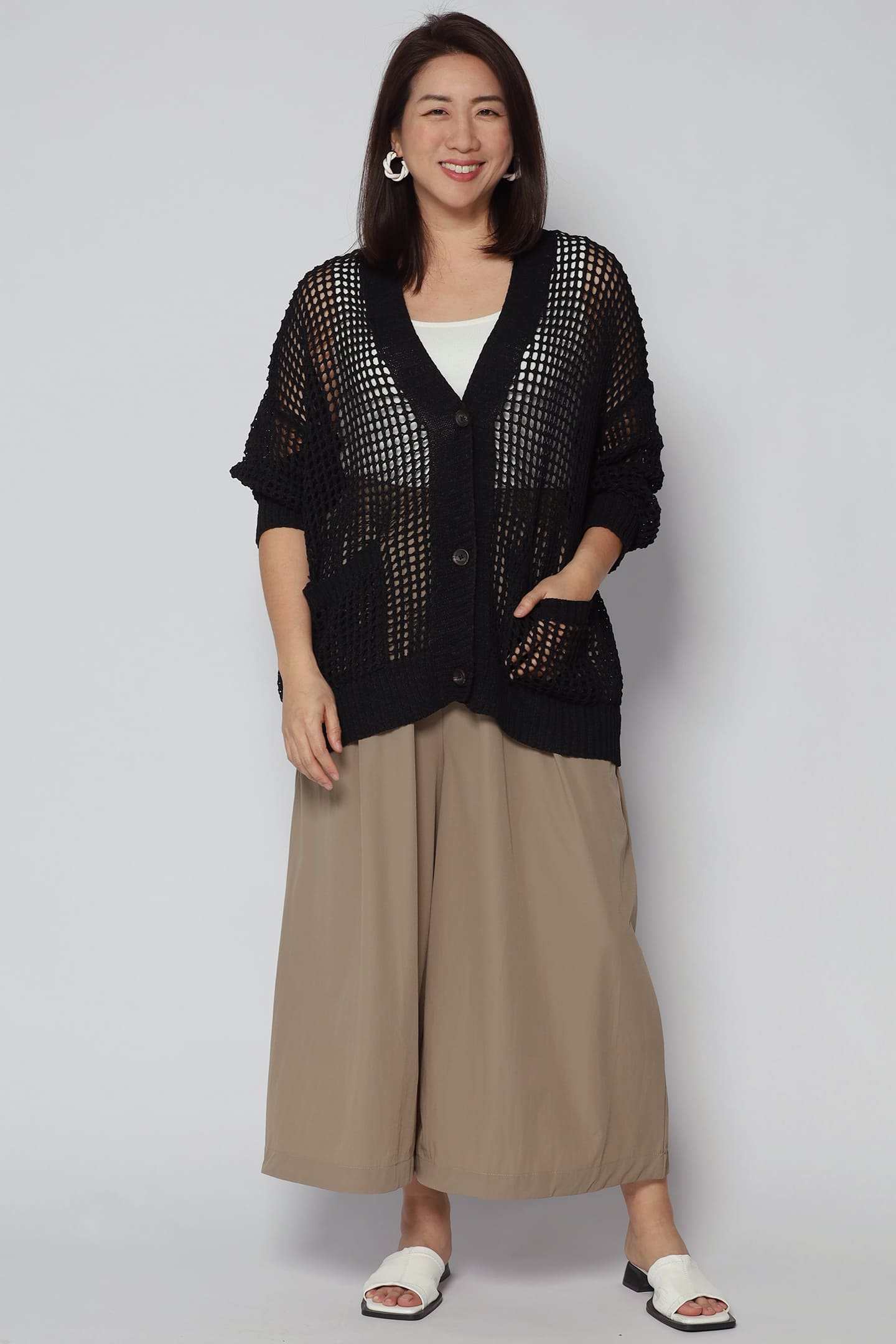 Cari Crochet Cardigan in Black
