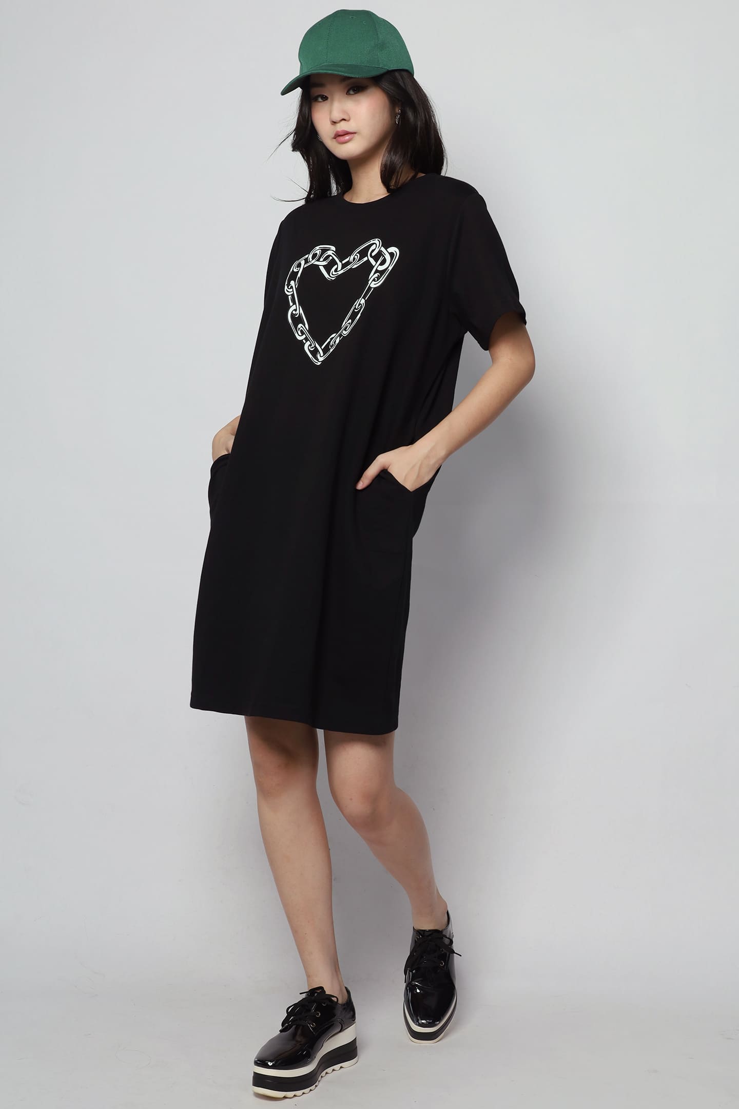 Chain Heart Dress in Black