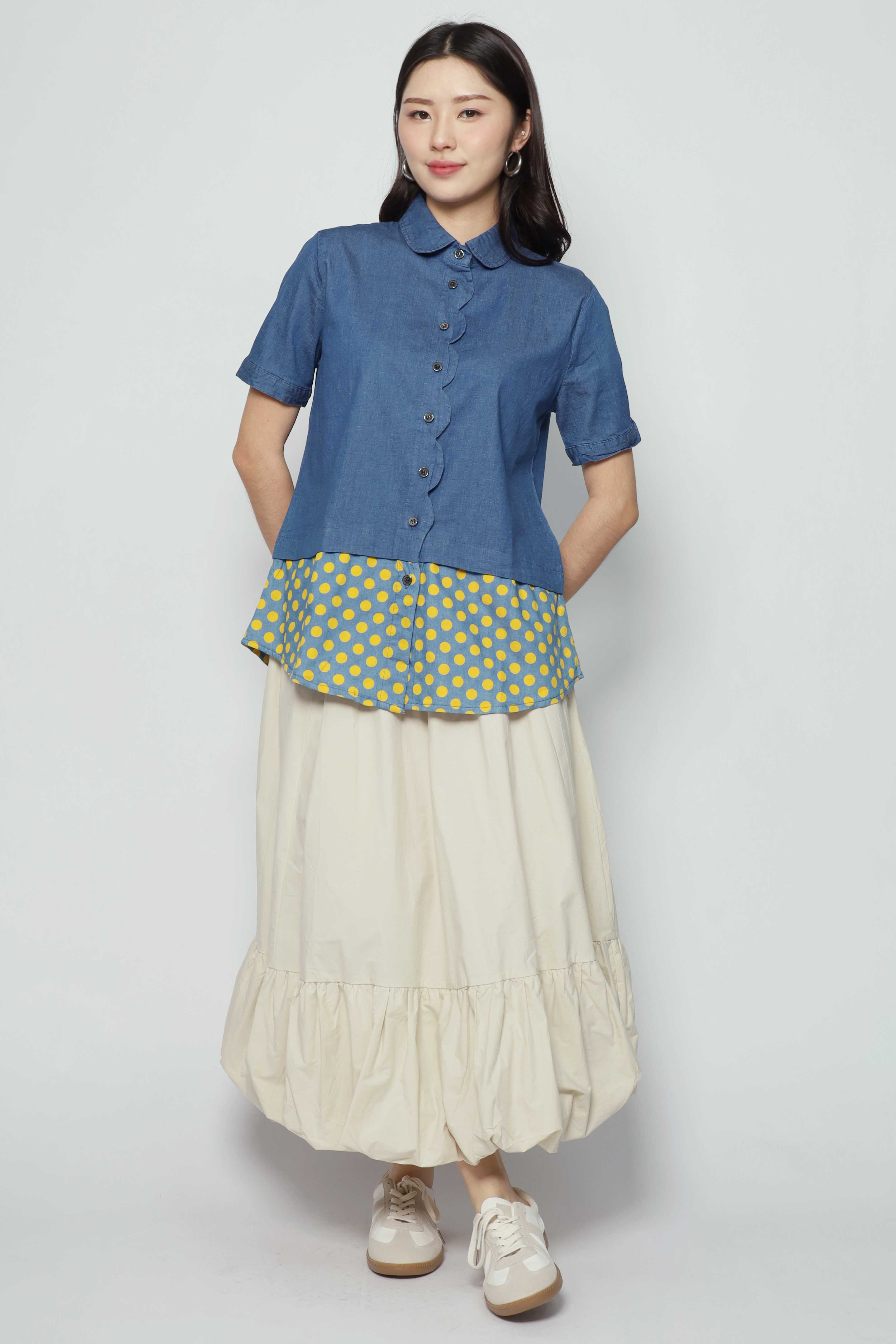 Clova Polkadot Denim Shirt