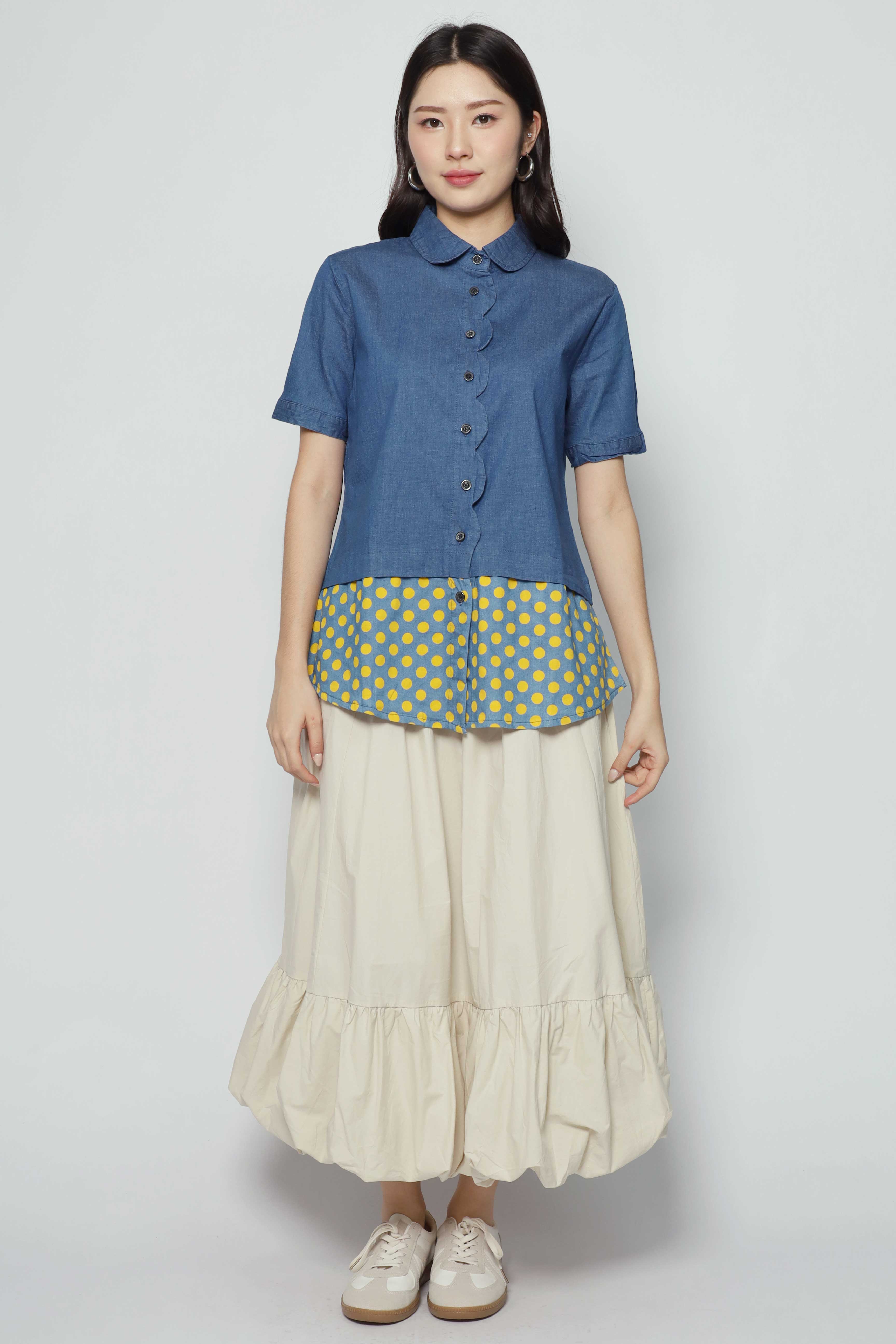Clova Polkadot Denim Shirt
