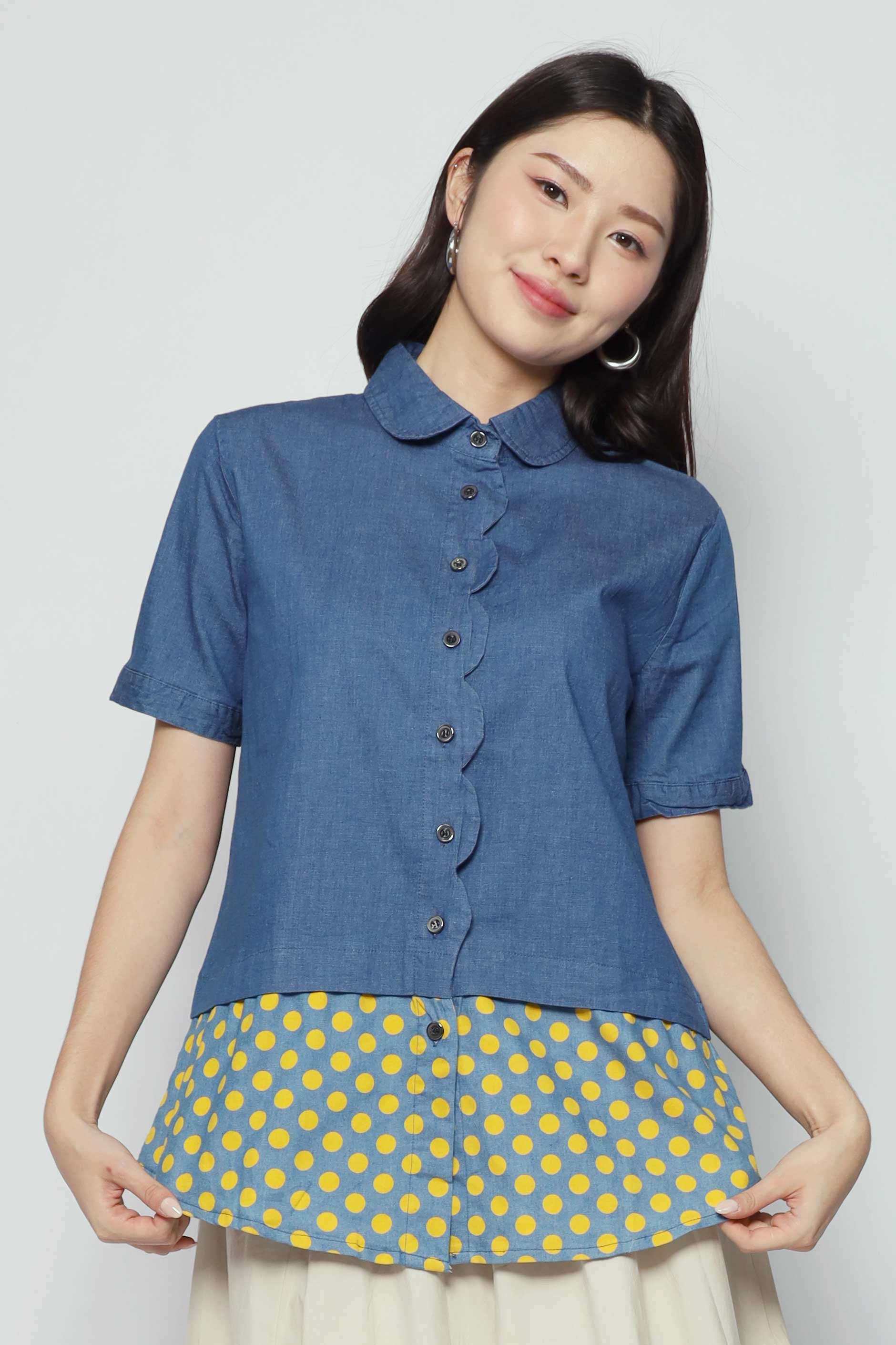Clova Polkadot Denim Shirt