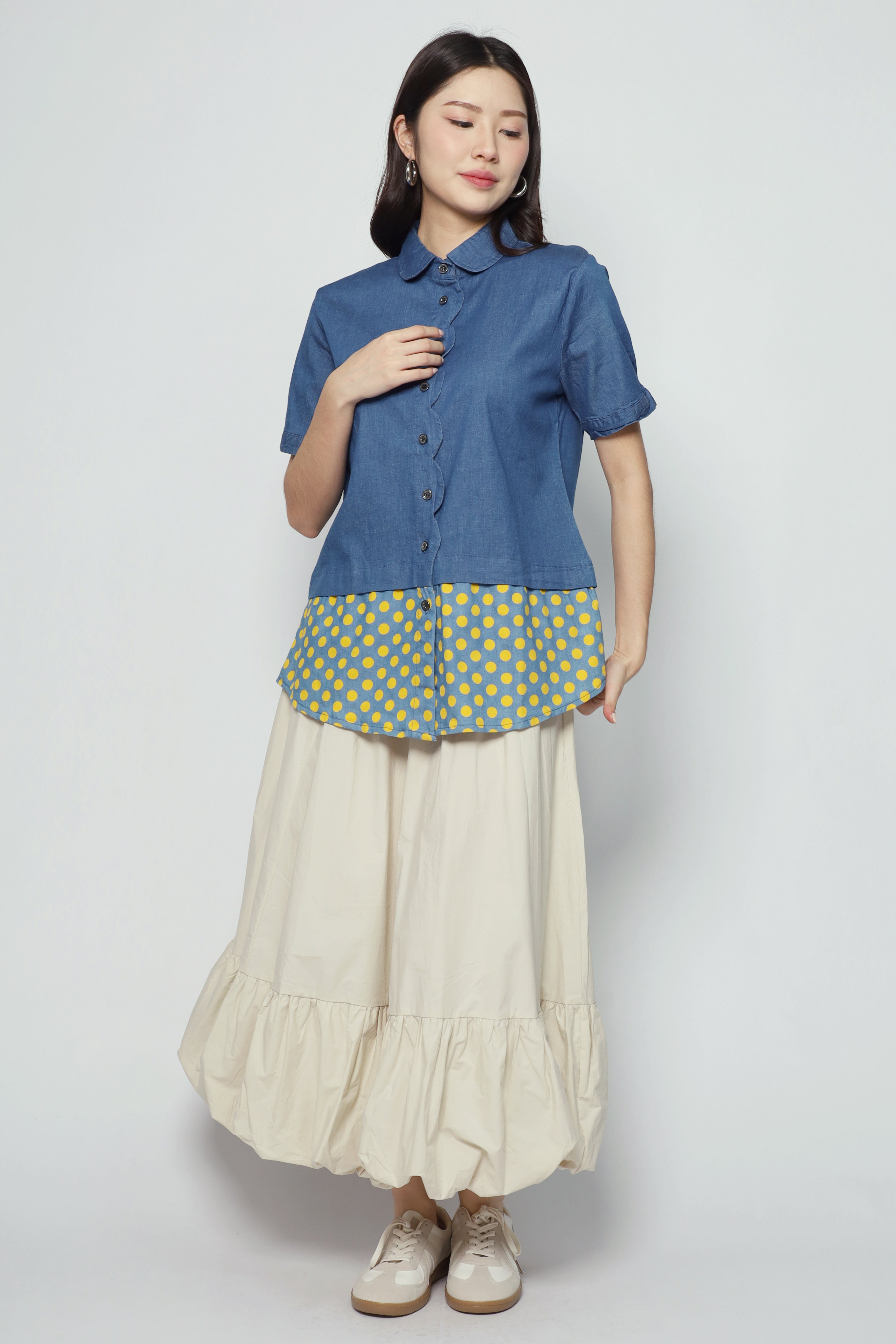 Clova Polkadot Denim Shirt