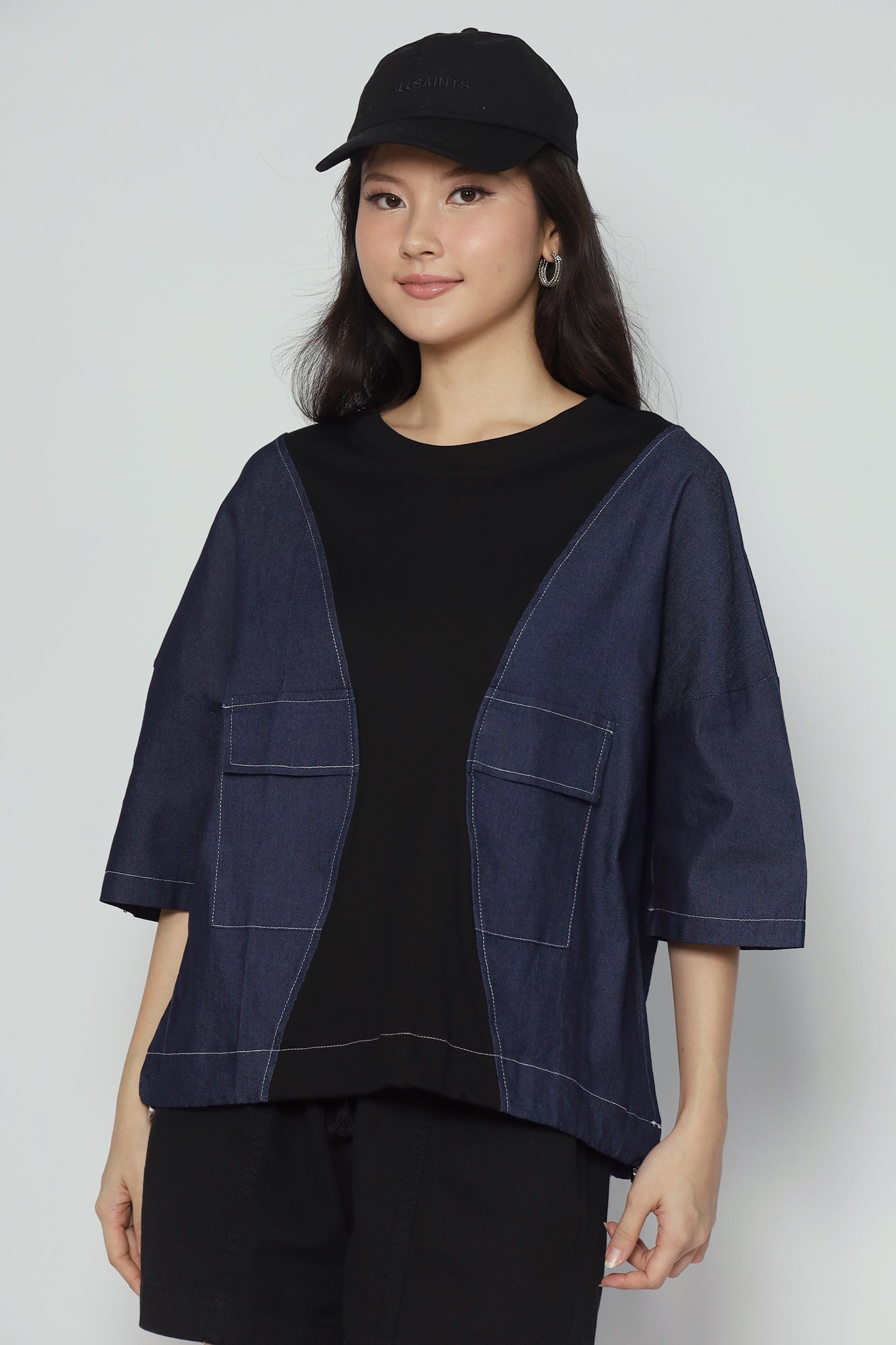 Backorders Delilah Top in Denim Black