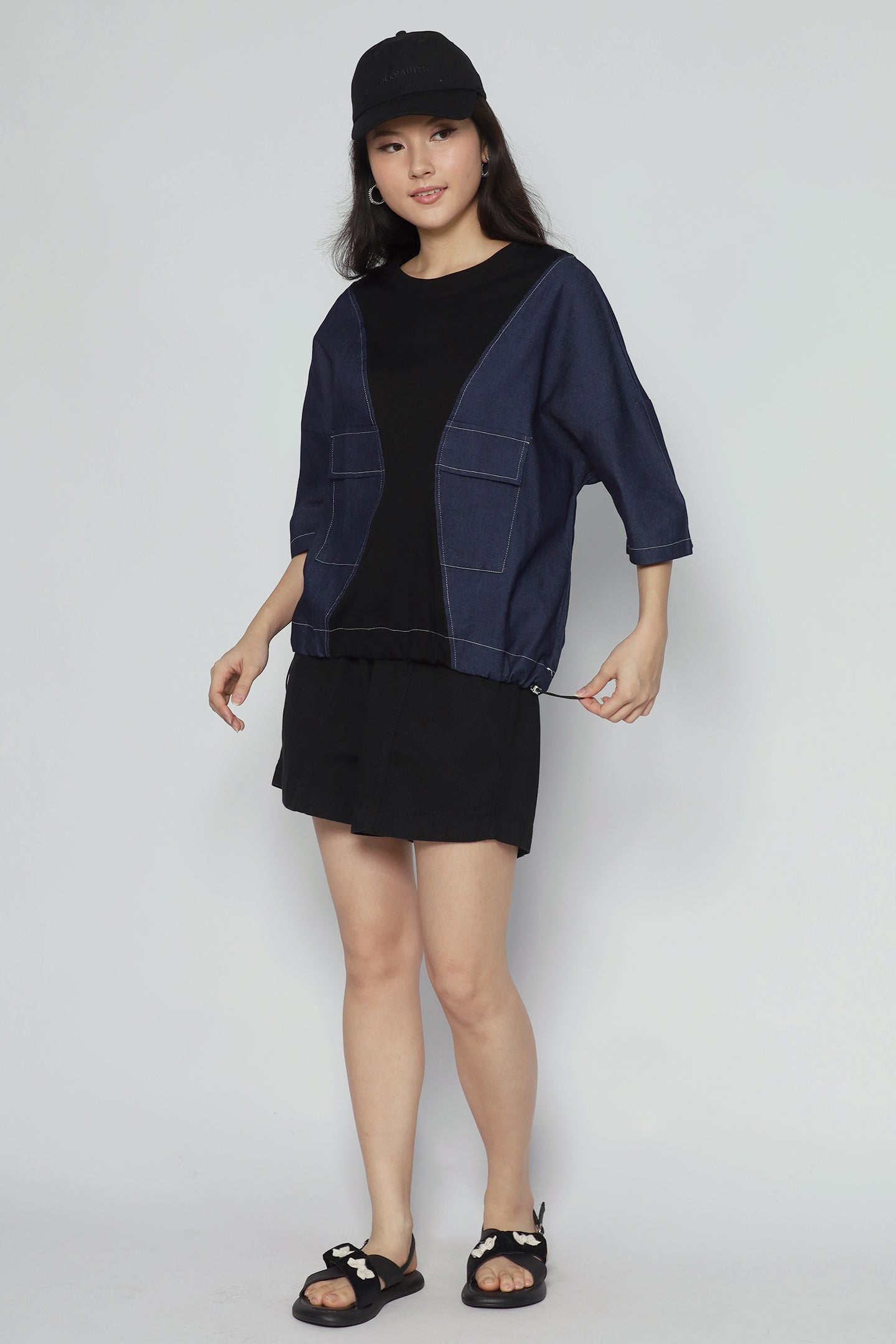 Backorders Delilah Top in Denim Black