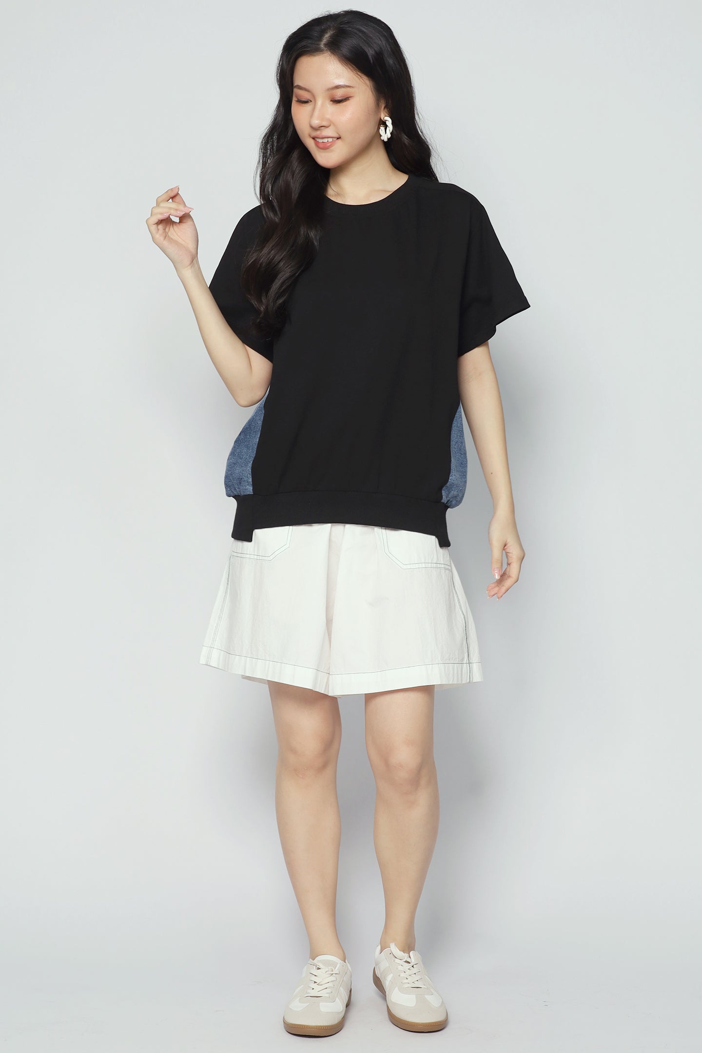 Delina Top in Black Denim