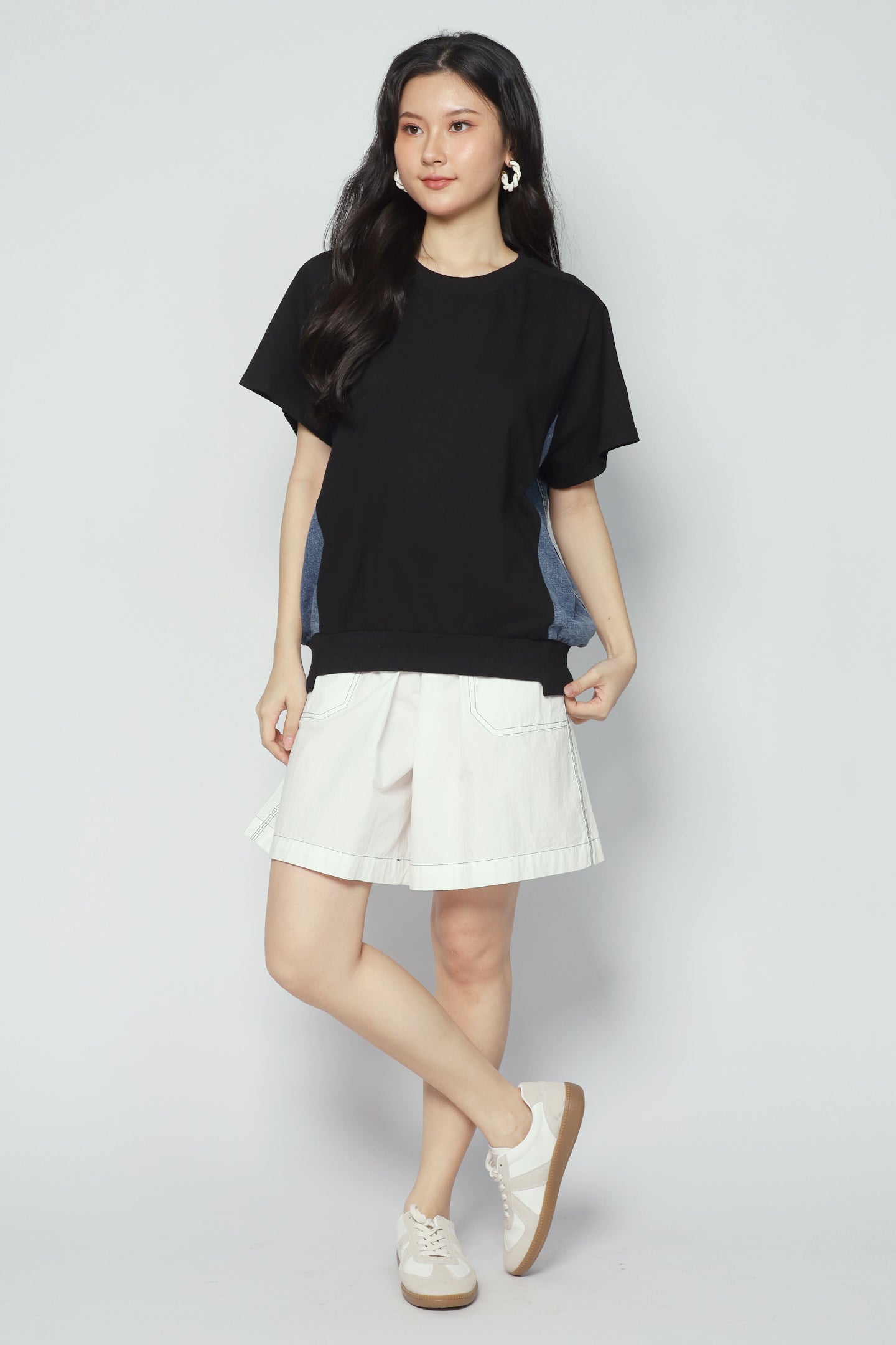 Delina Top in Black Denim