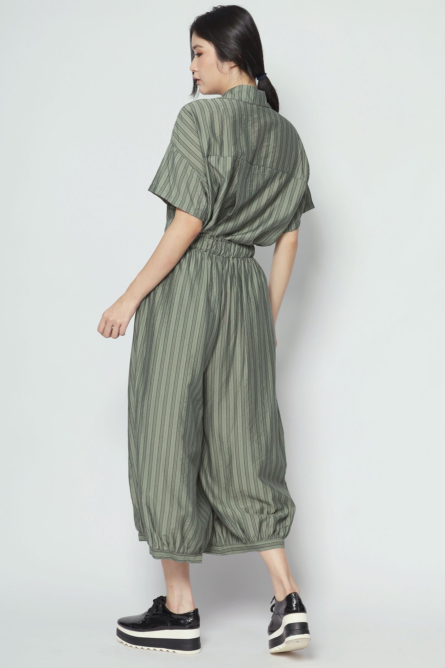 Dippy Culottes in Green Stripes