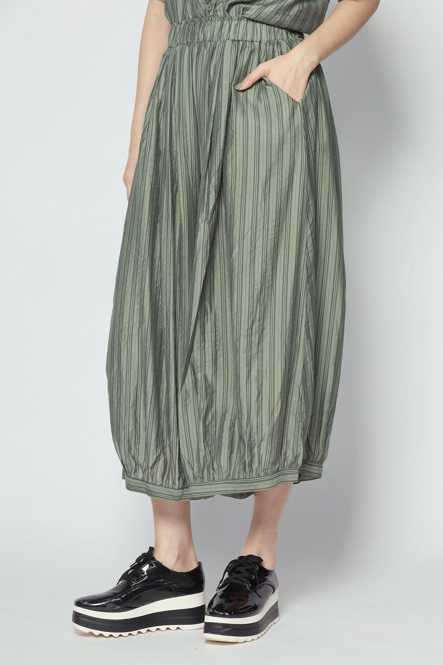 Dippy Culottes in Green Stripes