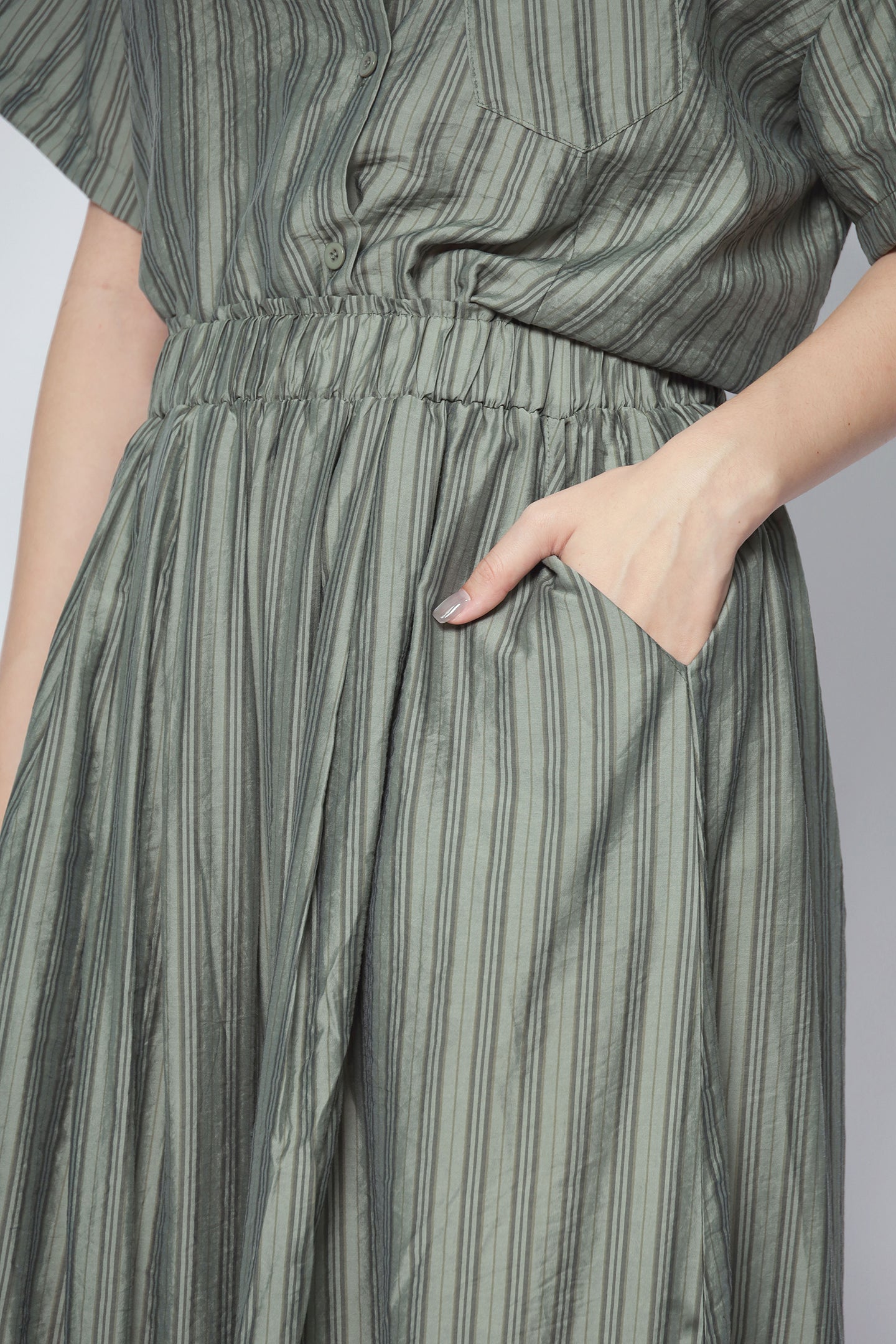 Dippy Culottes in Green Stripes