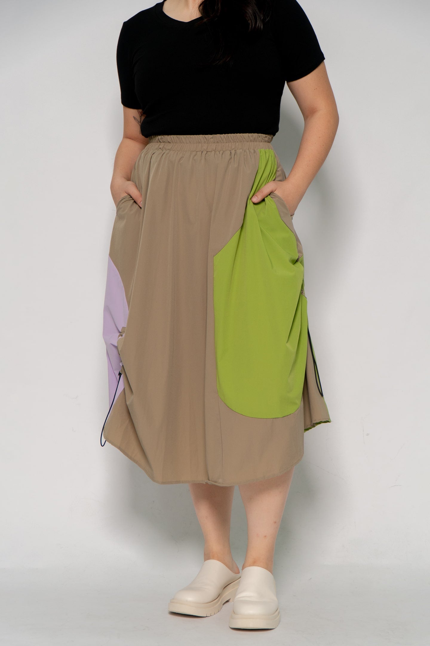 Ogawa Colourblock Skirt in Khaki Purple