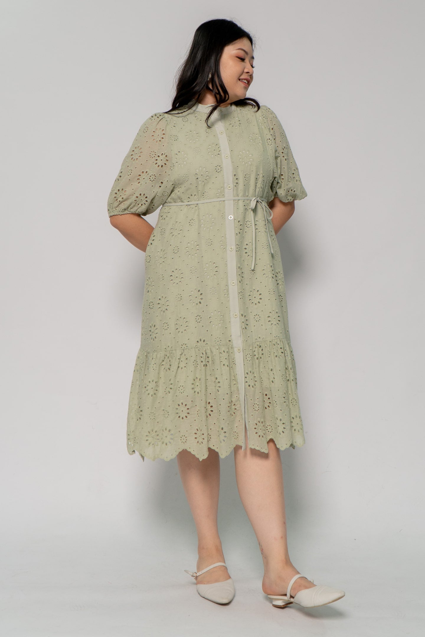 Esther Crochet Dress in Mint Green